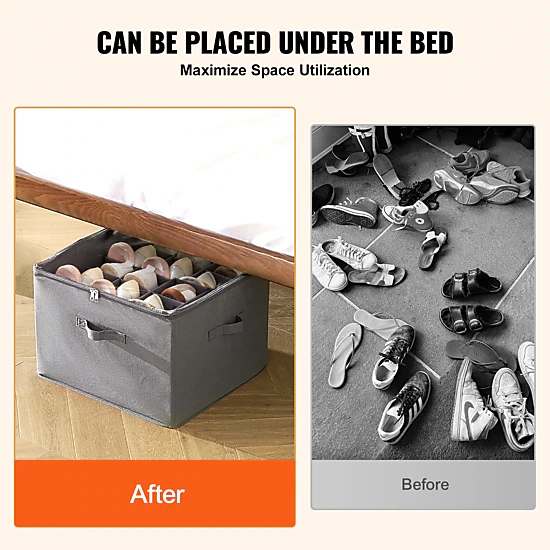 HONGGE Under Bed Shoe Storage Organizer with Clear Window and Reinforced Handles