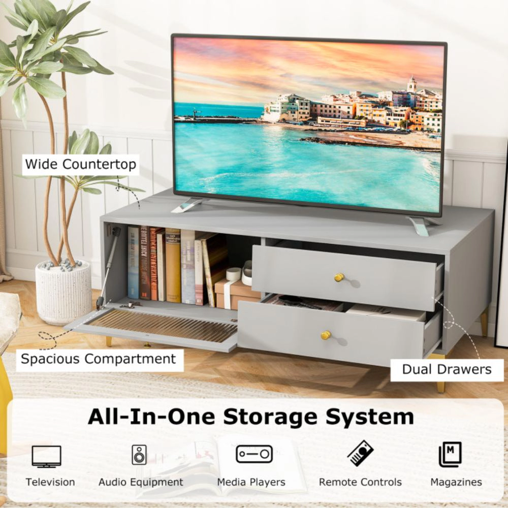 Hivvago Tv Stand With Compartment And Drawers For 55 Inch Tv-Gray