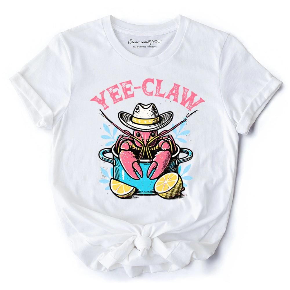 OrnamentallyYou Womens Crawfish Yee-Claw Western Cowboy T-Shirt