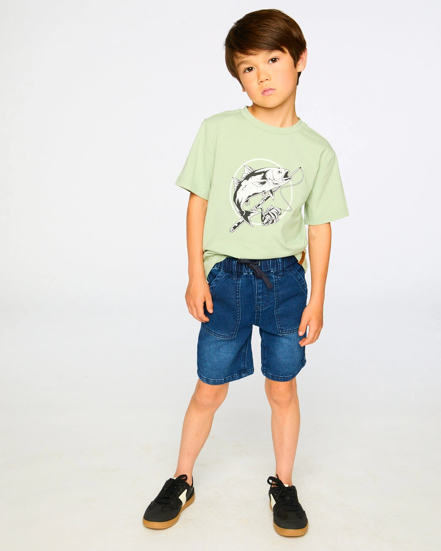 Deux par Deux Boys Organic Cotton Jersey Fishing Graphic Print T-Shirt