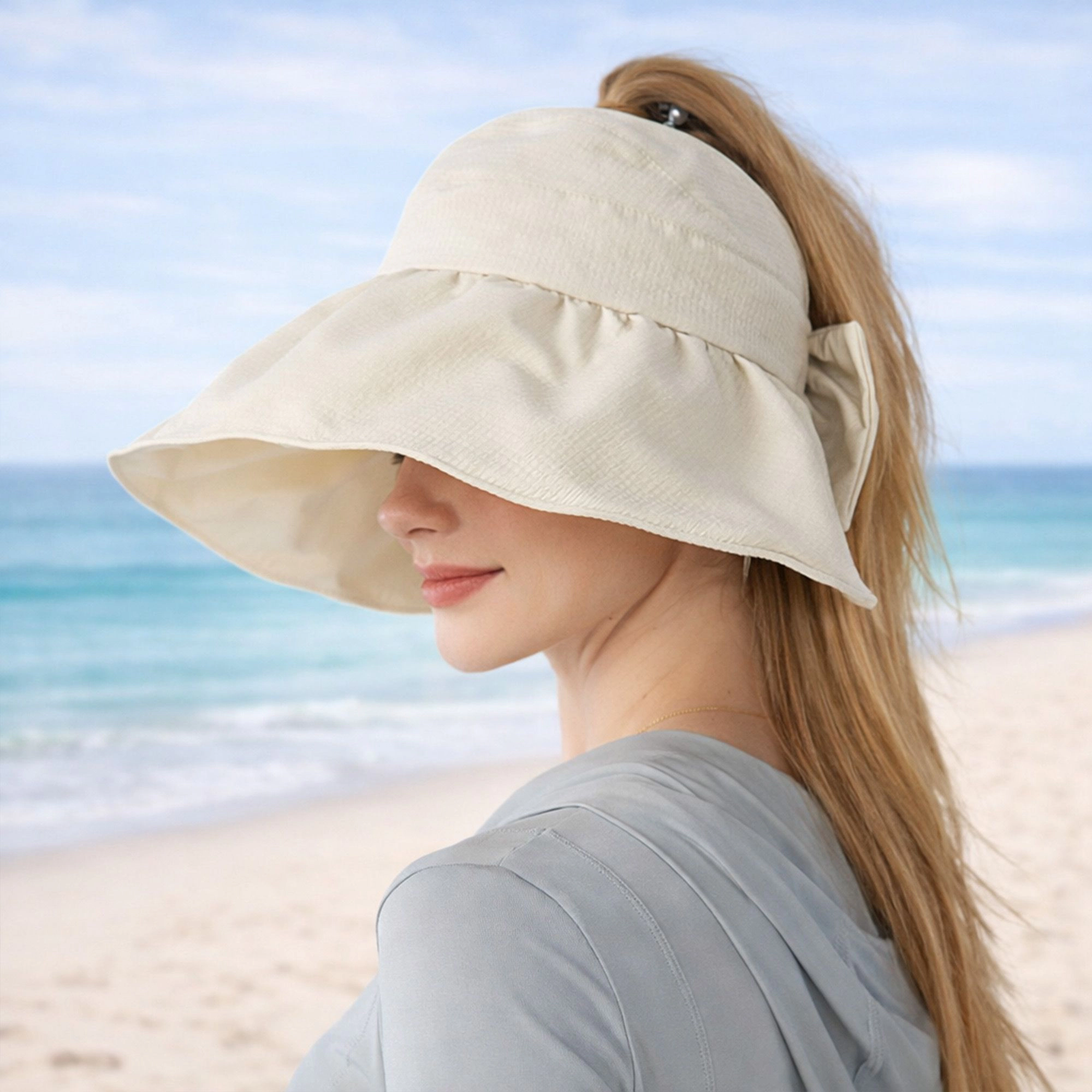 Anna-Kaci Womens Sun Hat with Ponytail Opening UV Protection Packable Summer Beach