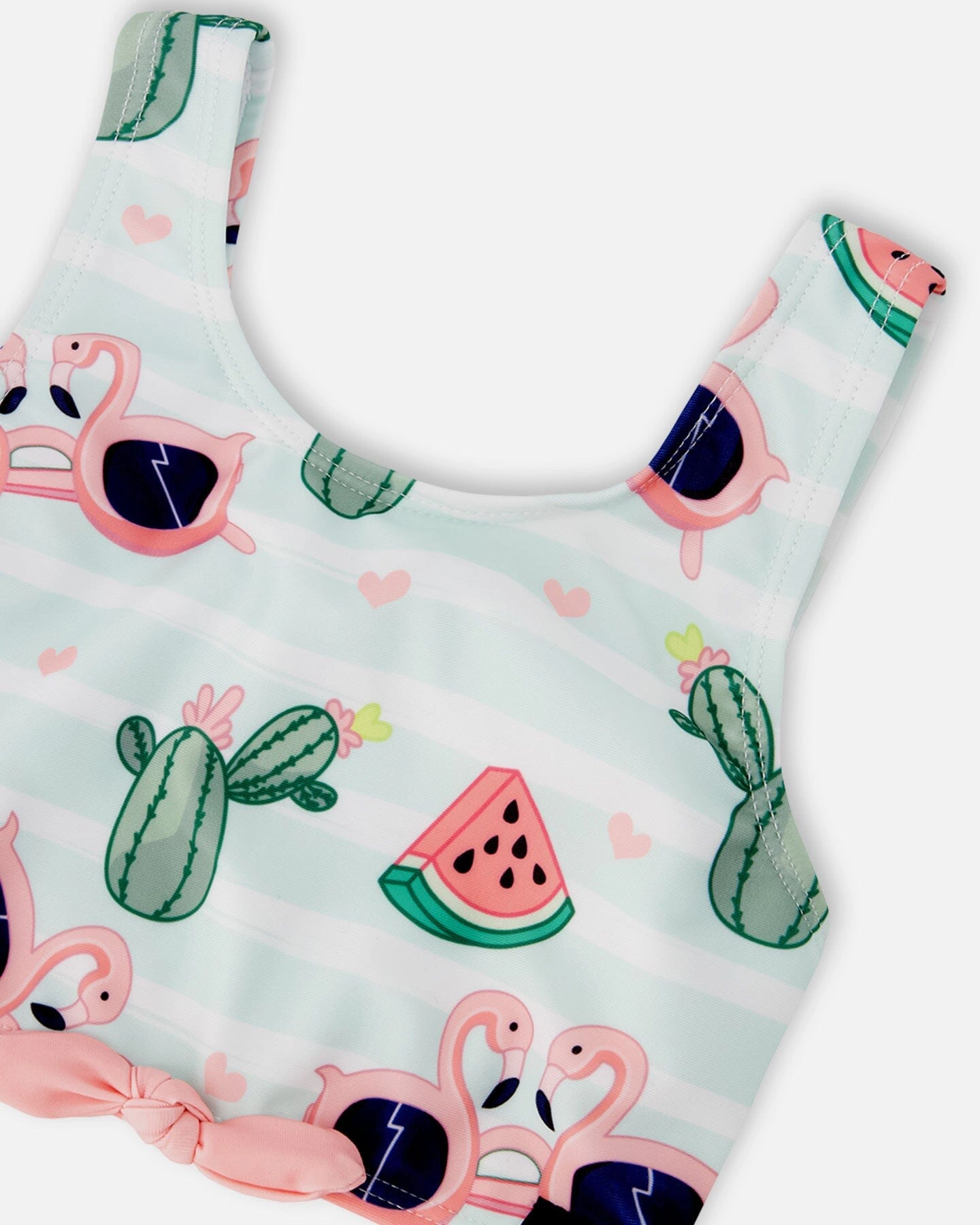 Deux par Girls Flamingo and Cactus Print Top Bottom Two-Piece Swimsuit