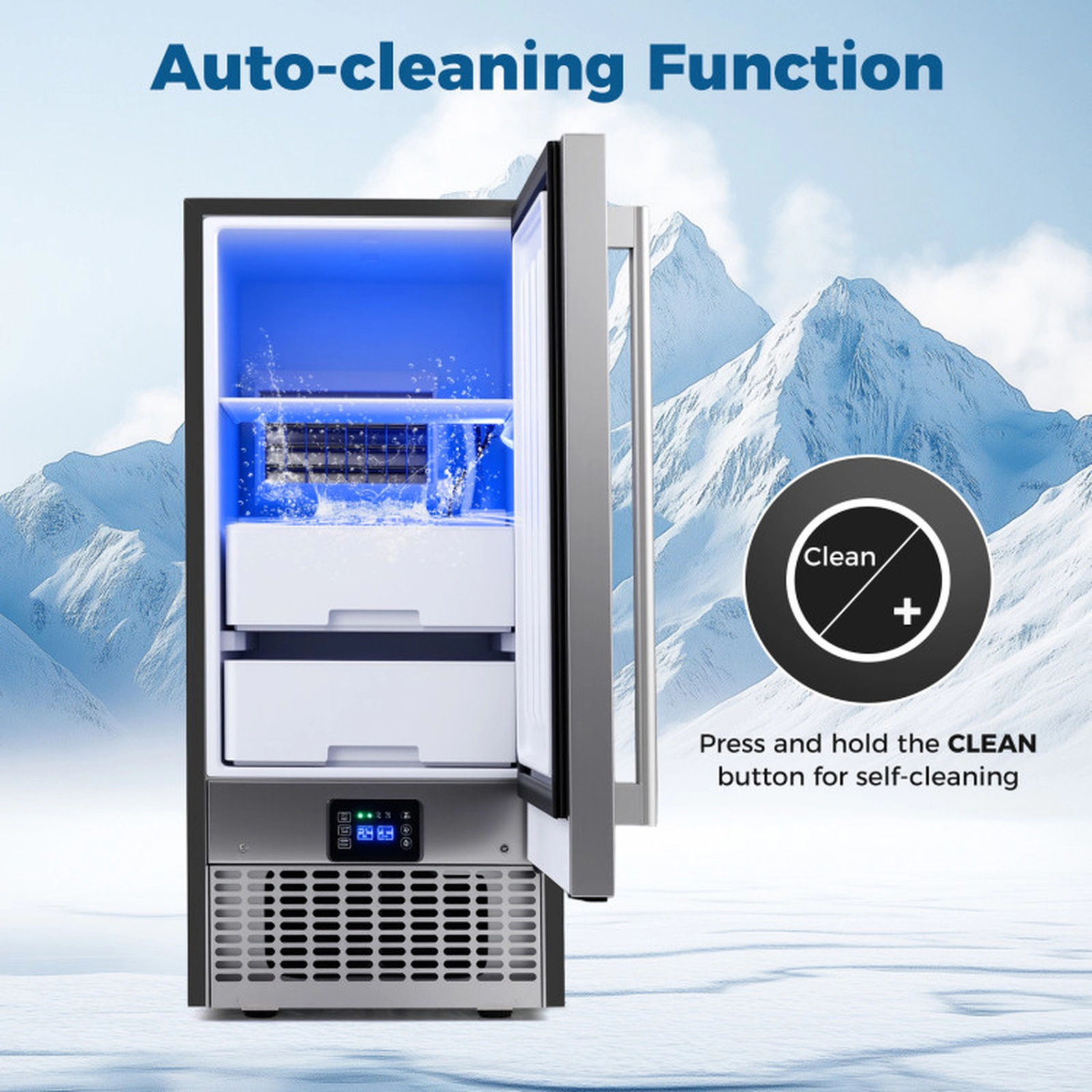 SUGIFT Black Undercounter Ice Maker with 90-lb Daily Output and 25-lb Storage Bin 15-in W 20.3-in D 33.5-in H