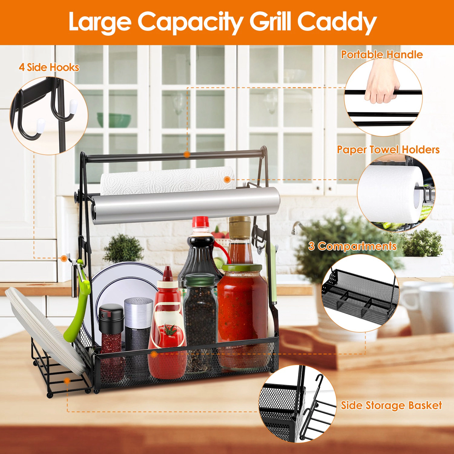 GBruno Metal Grill Caddy With Paper Towel Holder