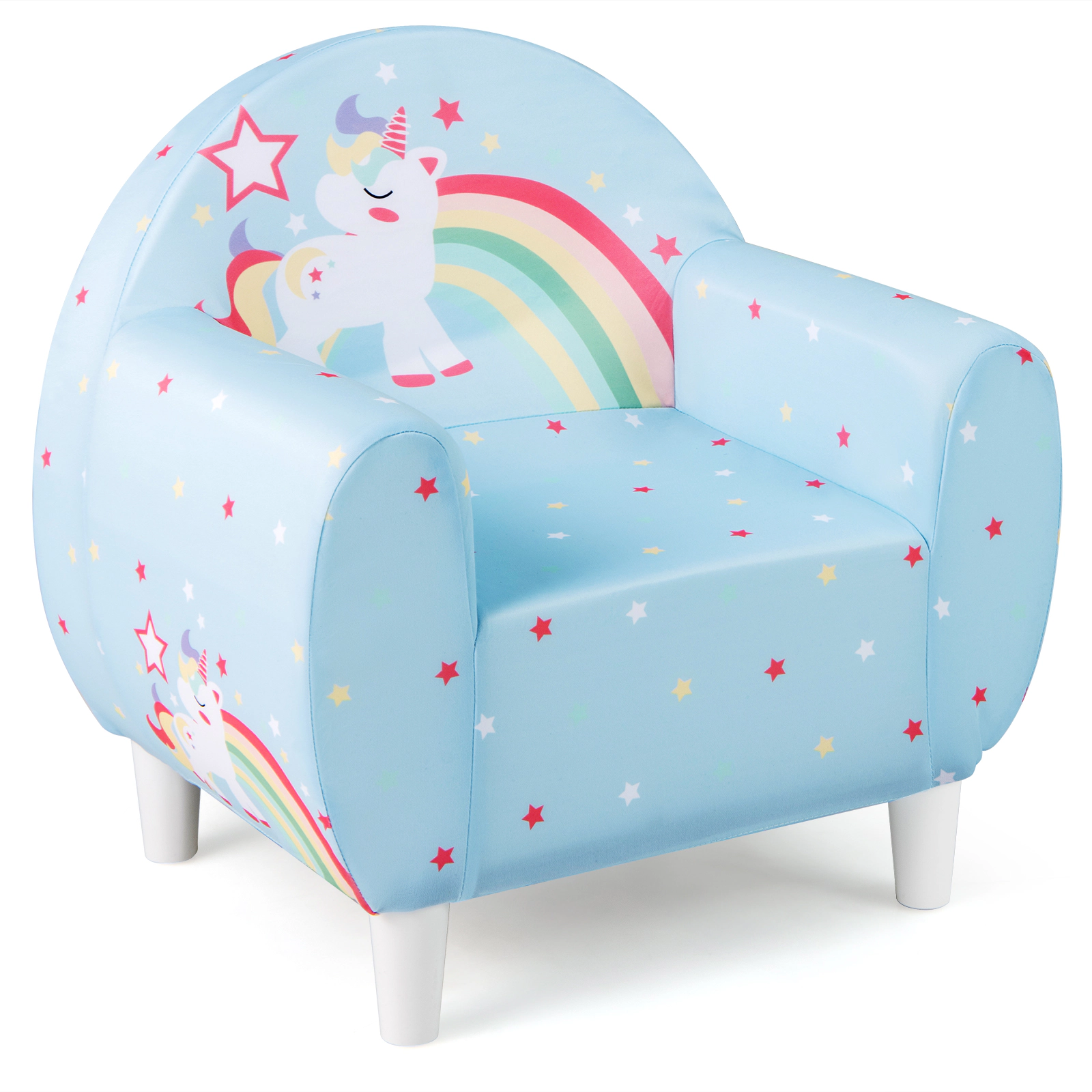 SUGIFT Breathable Spandex Kids Sofa Chair with High-Density Sponge 110-lb Capacity Ages 3+ Blue/Purple