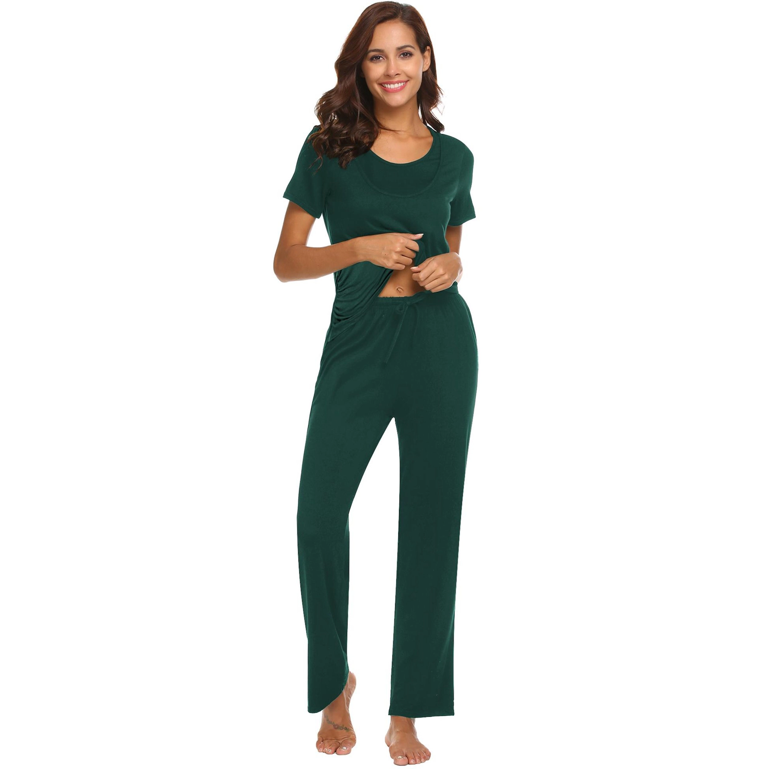 Ekouaer Womens Maternity Nursing Pajama Set Breastfeeding Set Short Sleeve Top Pants Postpartum