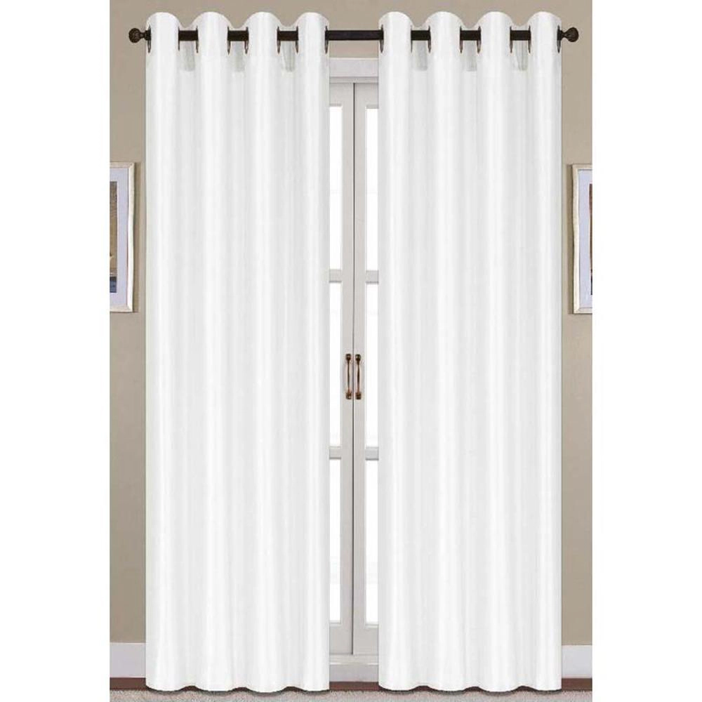 Nancy Faux Silk 54 x 84 in. Grommet Top Curtain Panel White