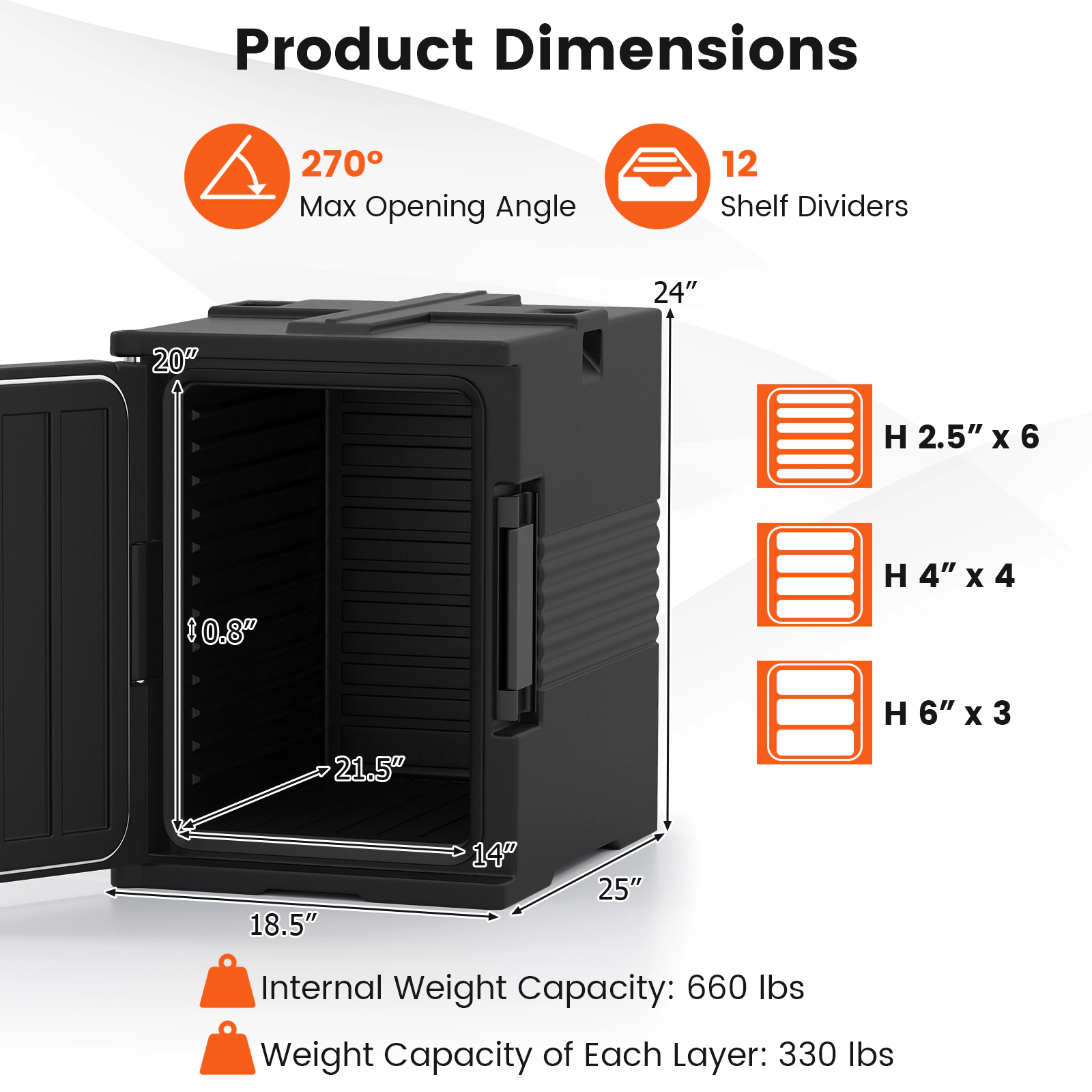 LJG 91 Qt Insulated Food Pan Carrier with Door Shafts