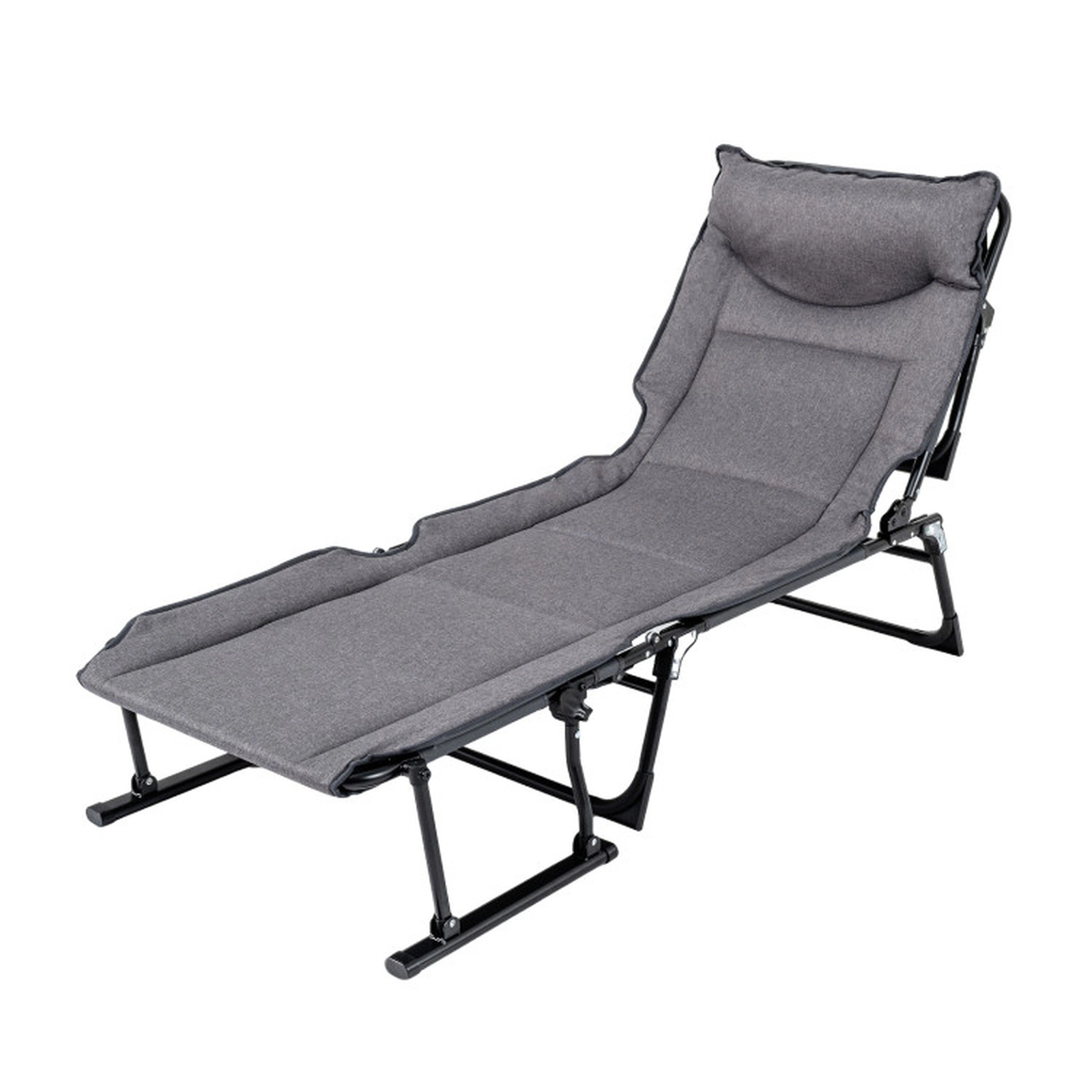 SUGIFT 3-in-1 Folding Camping Cot Convertible Single Sofa Chair 375-lb Capacity Gray and Black 71-in Bed 26-in Wide Seat