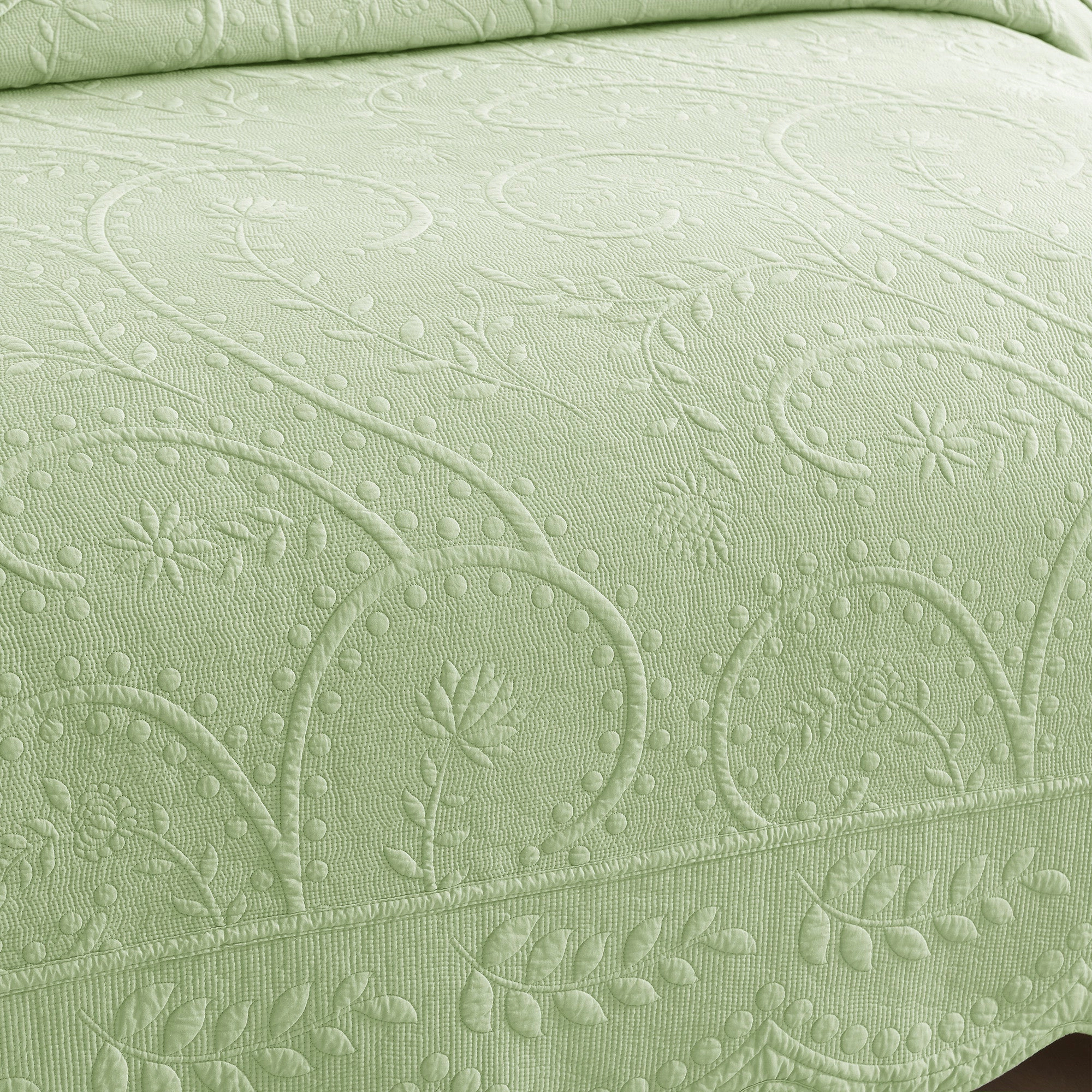 MarCielo 3 Piece Elegantly Embroidered 100% Cotton Oversized Quilt Bedspread Set