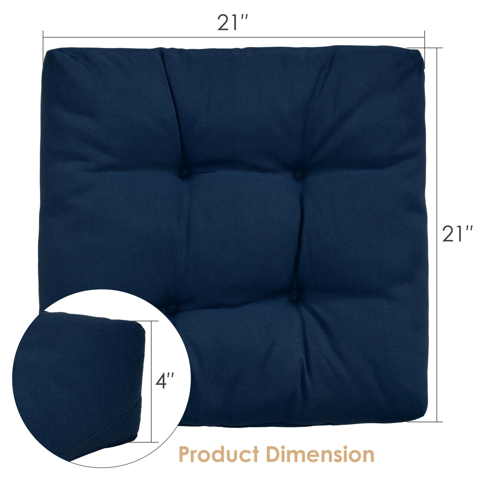 SlickBlue Square Patio Furniture Seat Cushions with Cotton Filling