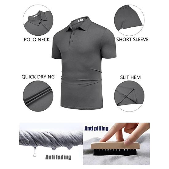 COOFANDY Men's Regular Fit Short Sleeve Collar Neck Polo Shirt