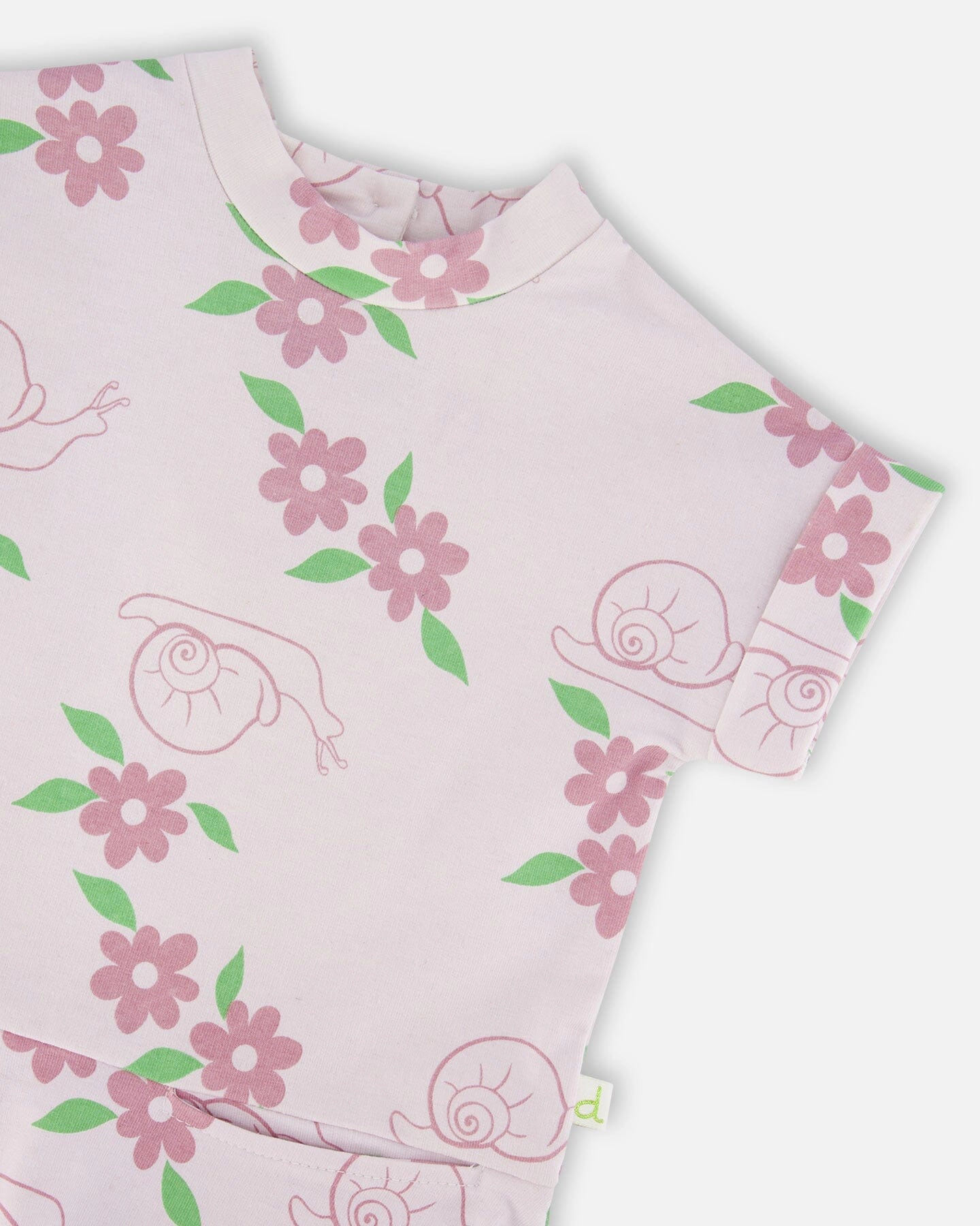 Deux par Deux Girls French Terry Dress Snails Print