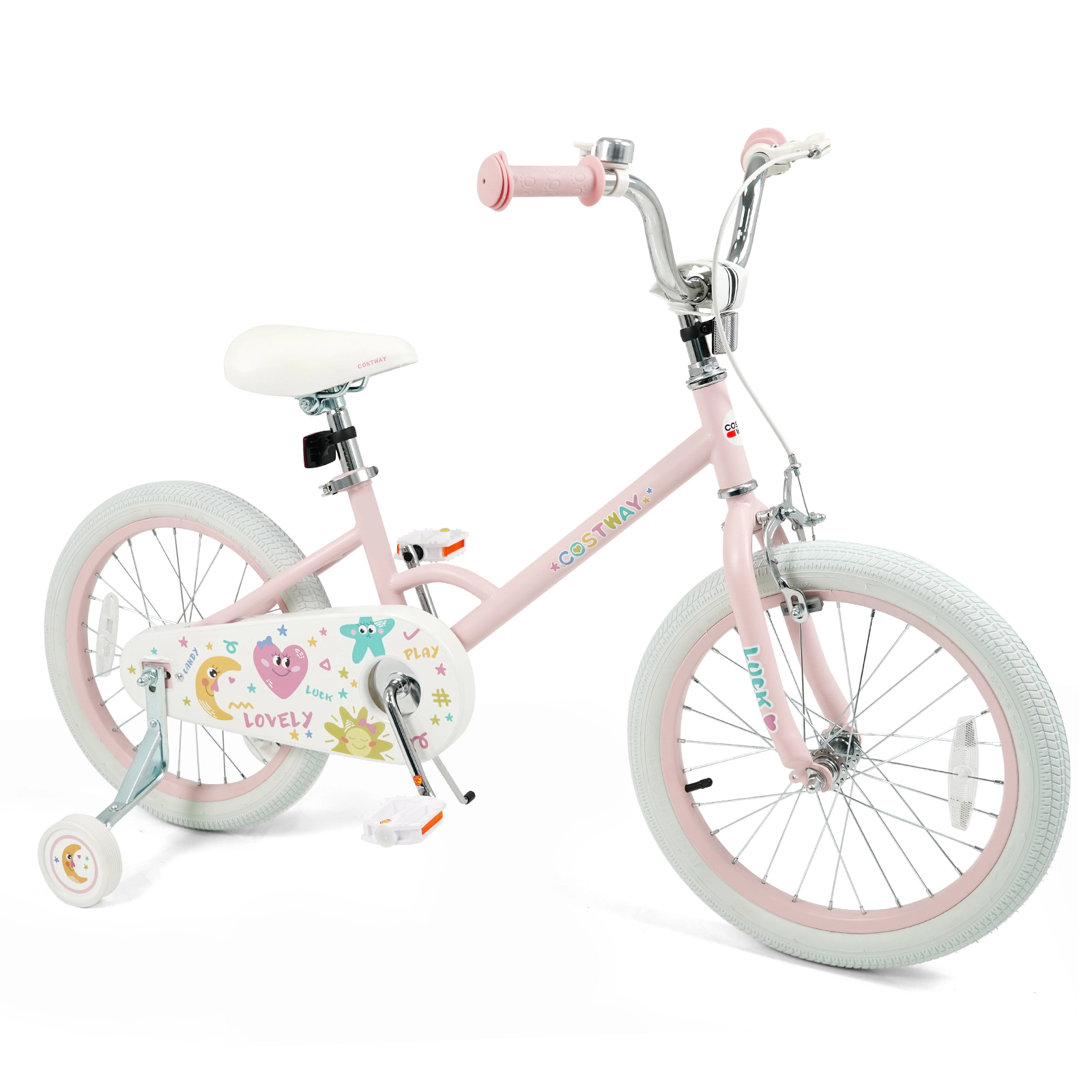 LJG Kids Bike Adjustable Children Pink - Stars & Moon