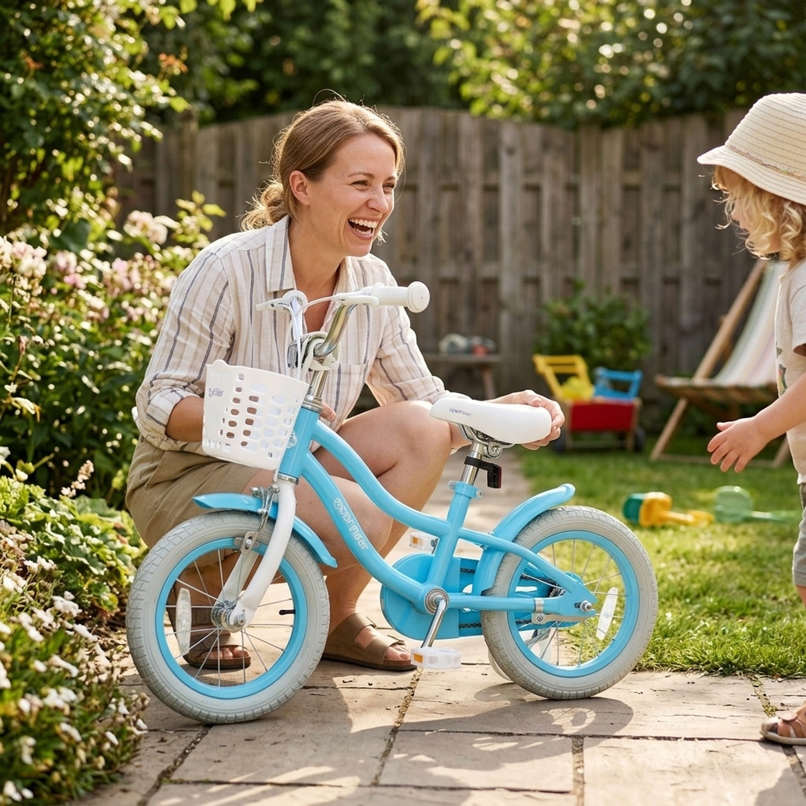 12-in Kids Bike Dual Brakes Ages 3-4 Blue Bicycle Training Wheels Removable Basket 110-lb Seat Capacity