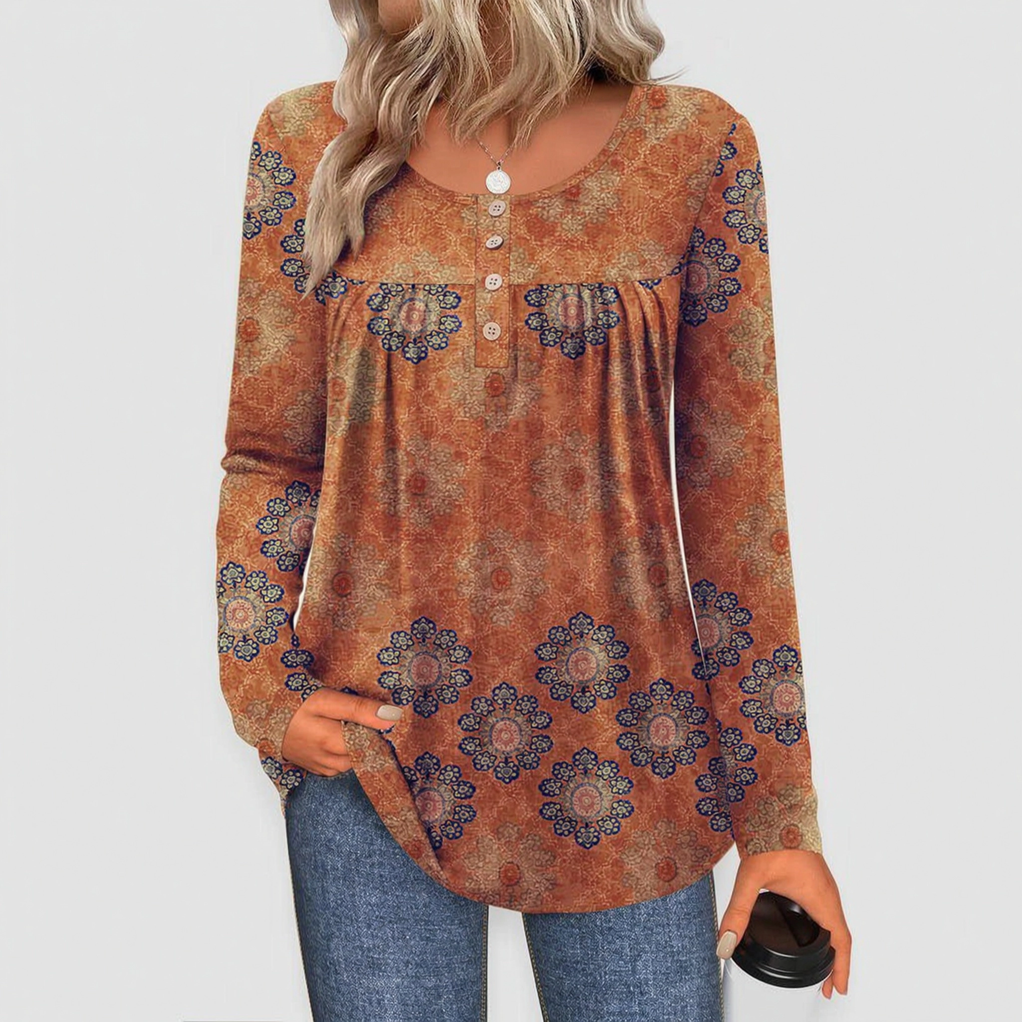 Zeagoo Women's Quarter Sleeve V-Neck Tunic Blouse