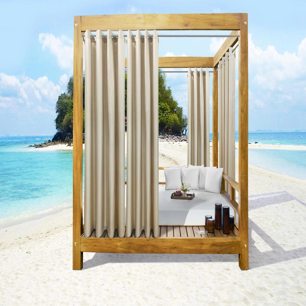 Commonwealth Seascapes Light Filtering Provide Privacy and Shade Grommet Outdoor Panel Pair Each 50" x 96" Linen