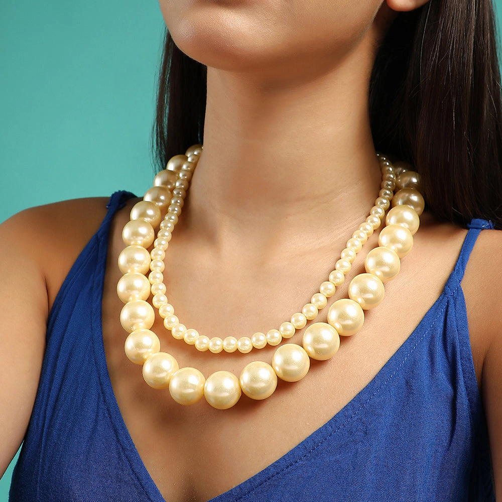 SOHI Women's Ivory White the Jackie Multi-Layer Necklace
