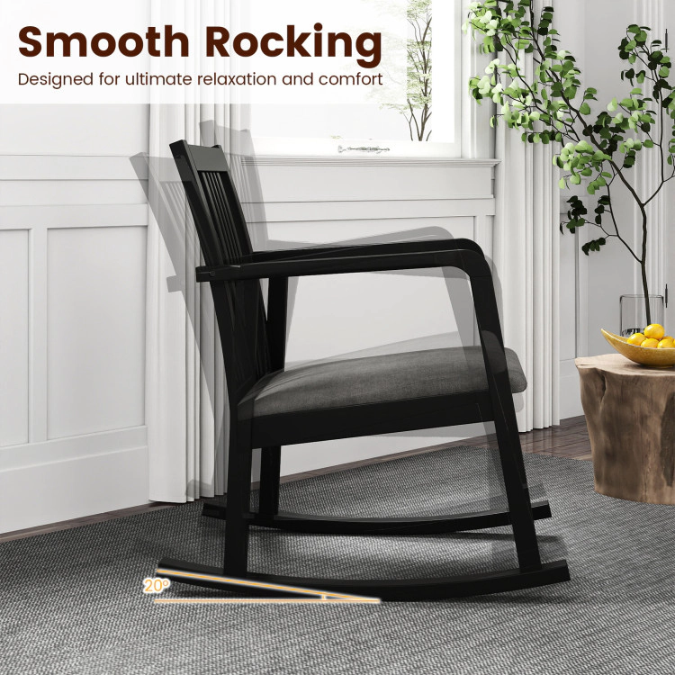 Hivvago Rocking Chair With Slatted Back And Curved Armrests