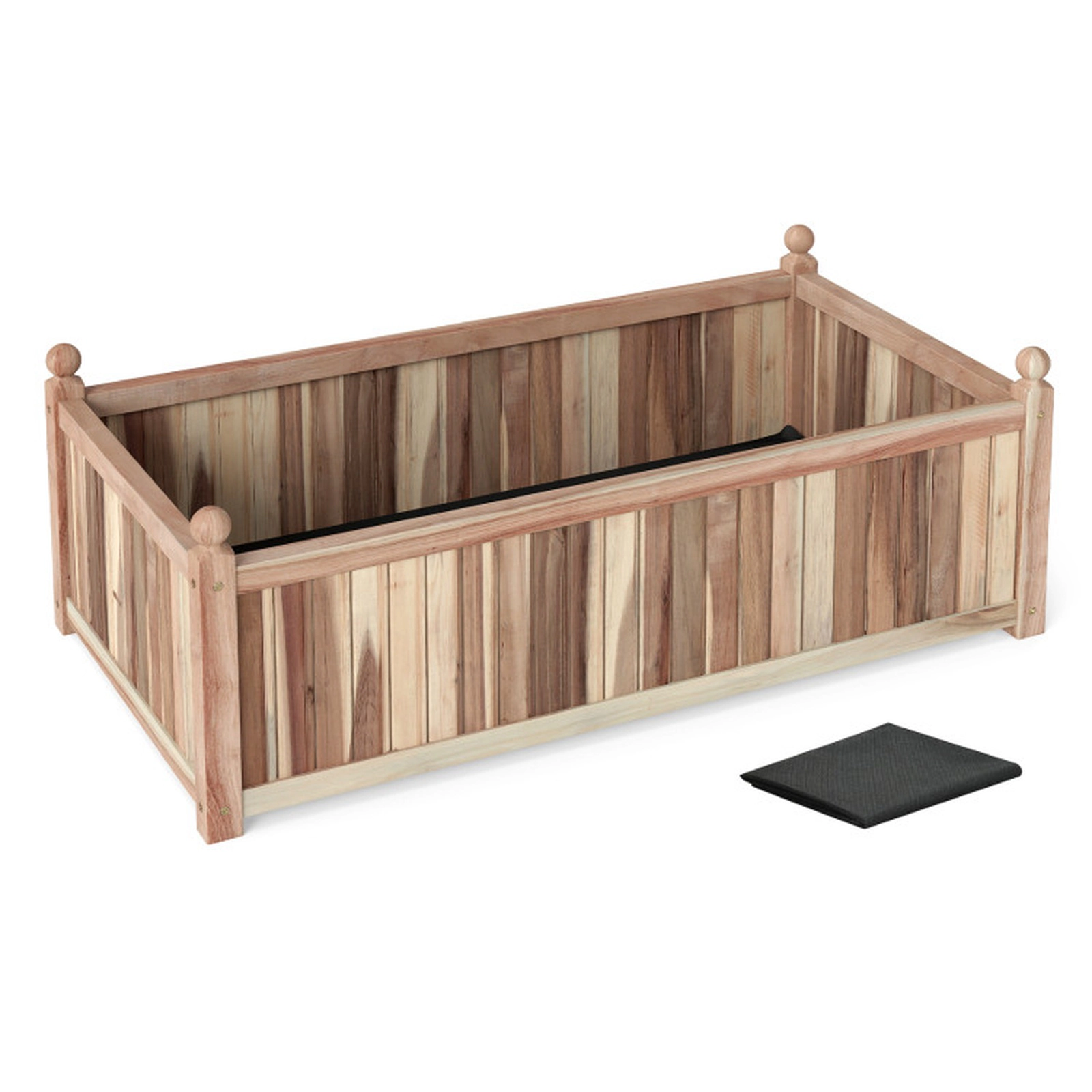 SUGIFT 110-lb Capacity 44-in Acacia Wood Rectangular Raised Garden Bed Planter Box with Liner and Detachable Base