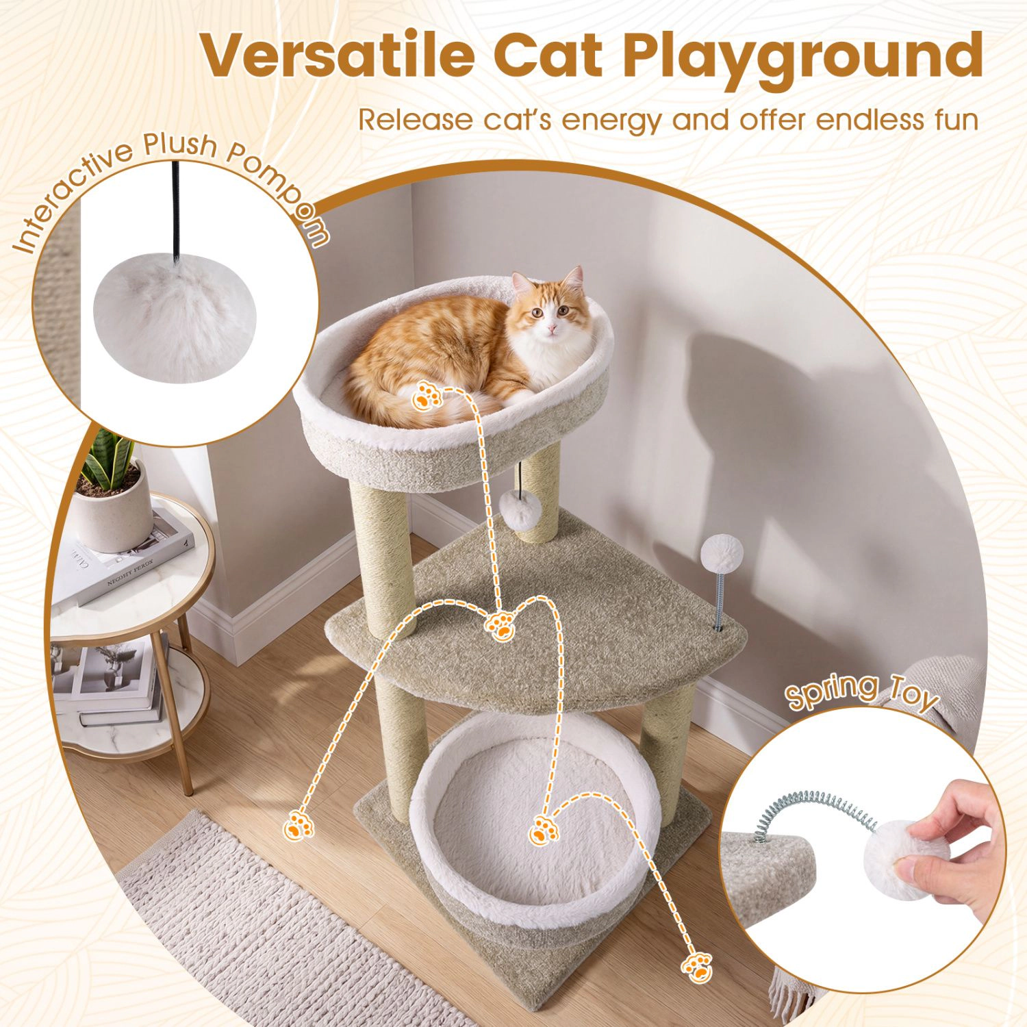 SlickBlue 36-Inch Multi-Level Plush Cat Tree