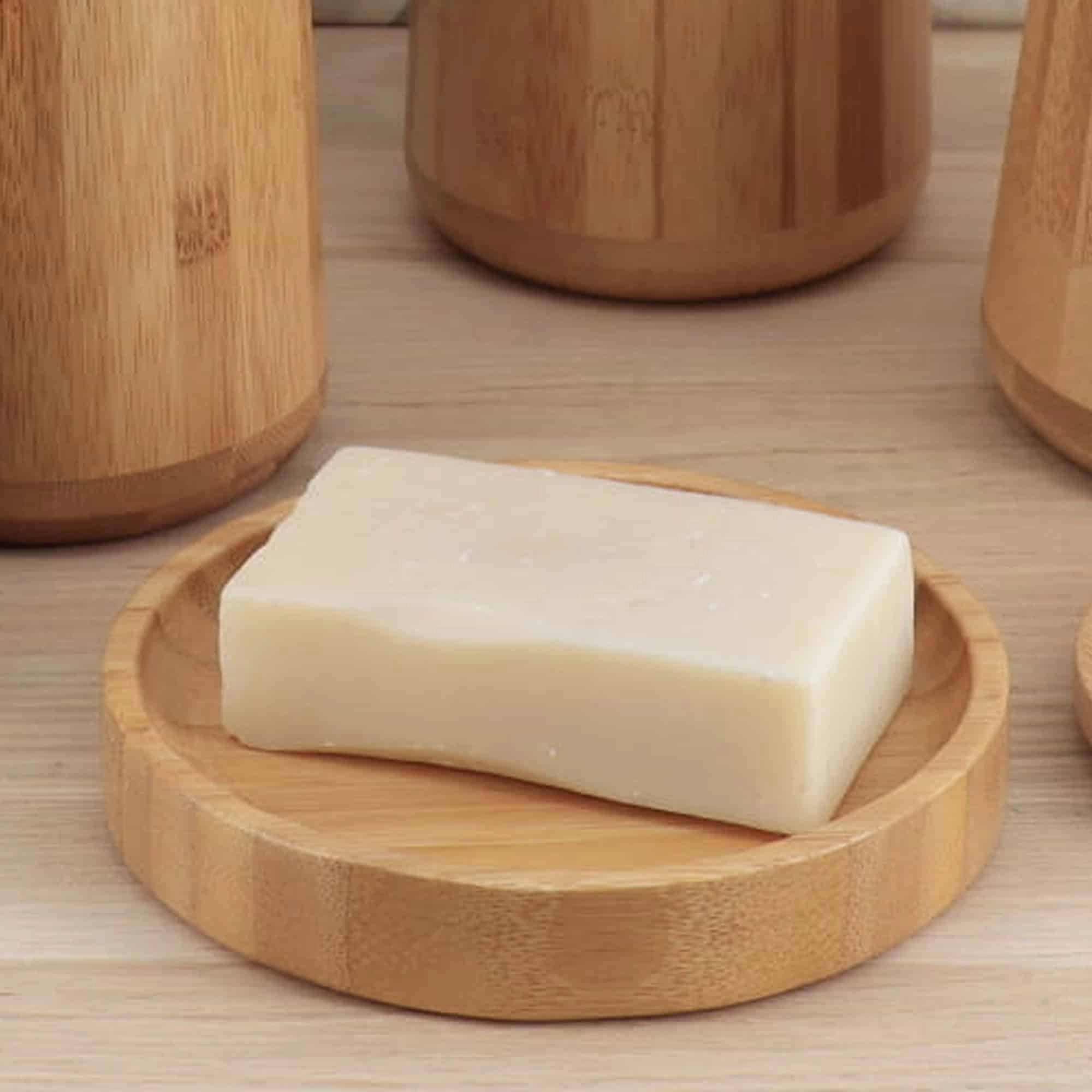 Evideco French Home Goods Round Bamboo Soap Dish with Slatted Drainage