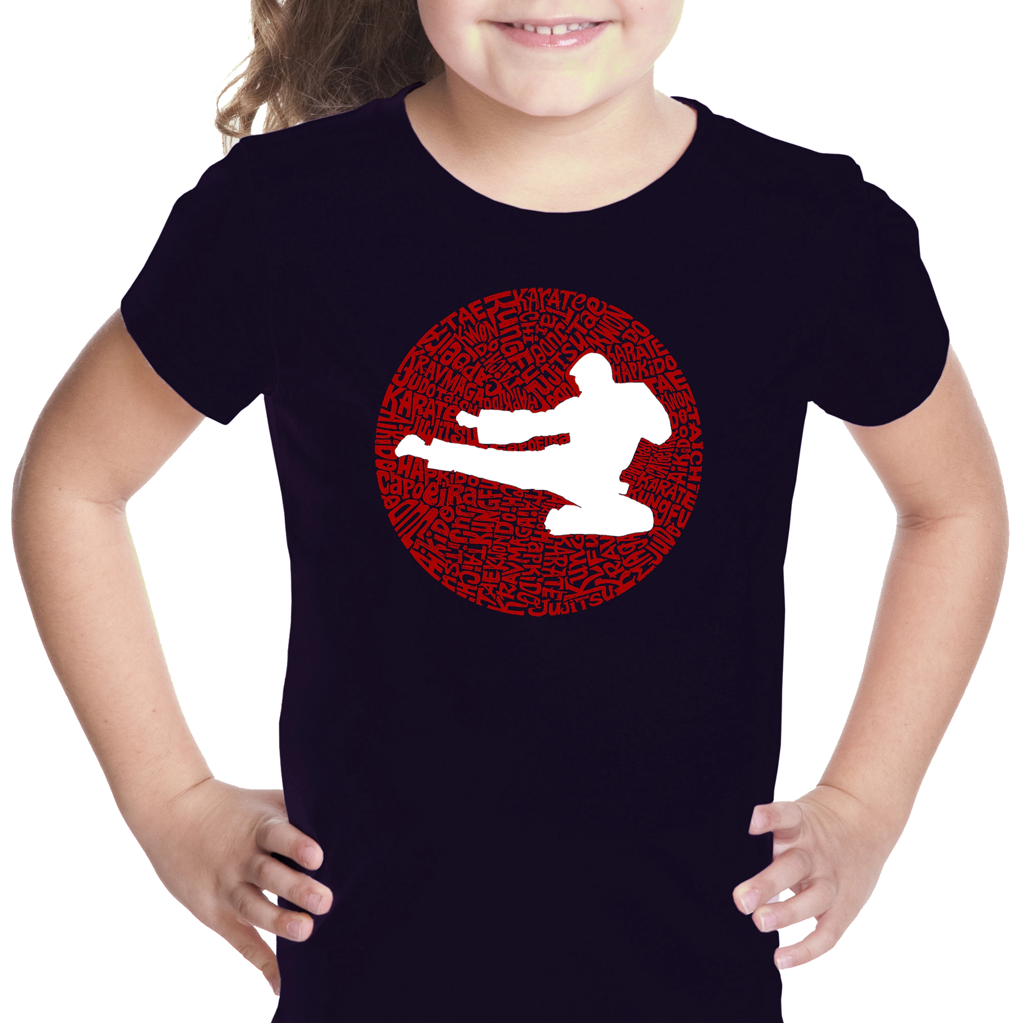 LA Pop Art Girls Word T-Shirt - Types of Martial Arts