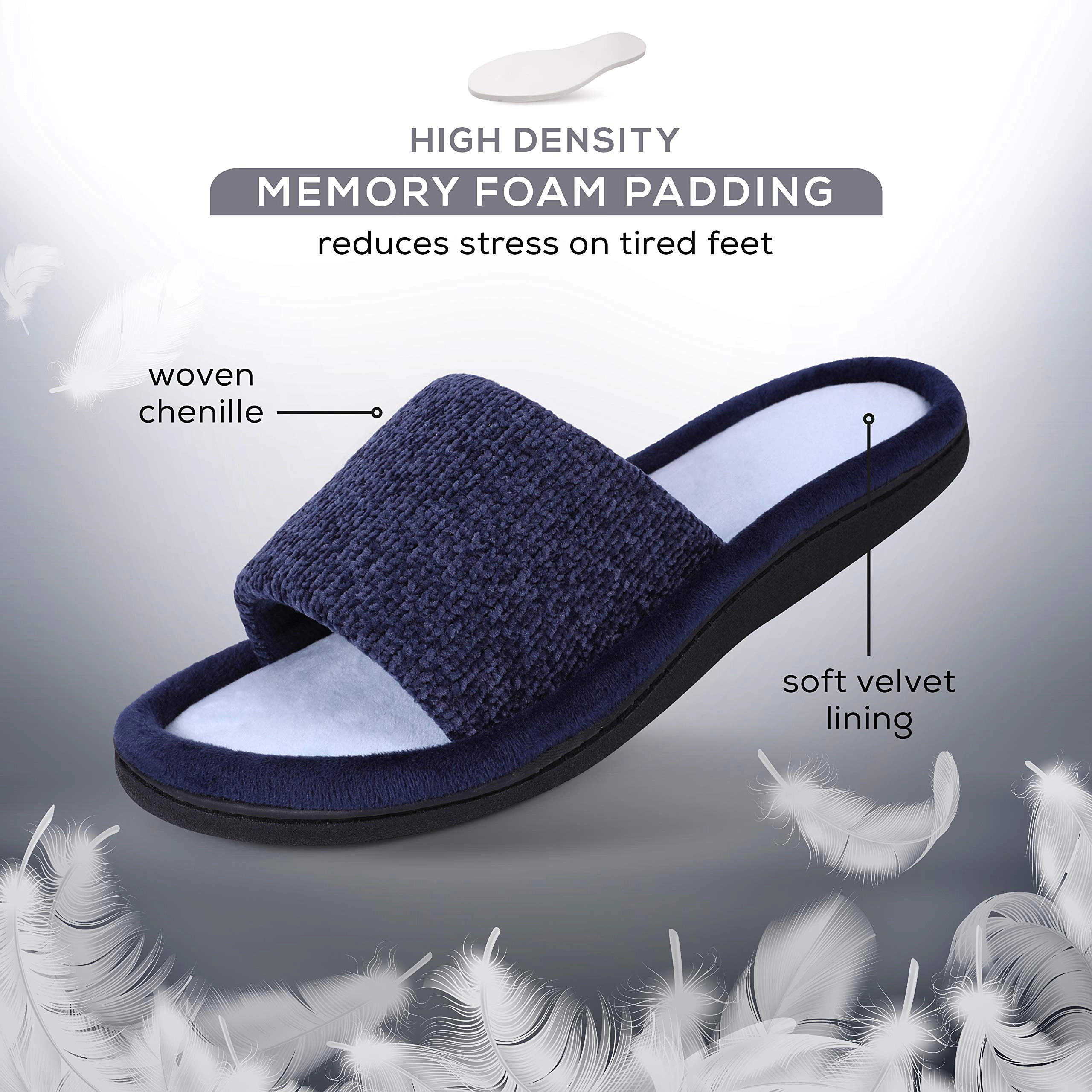 Roxoni Women's Soft Open-Toe Memory Foam Slide Slippers