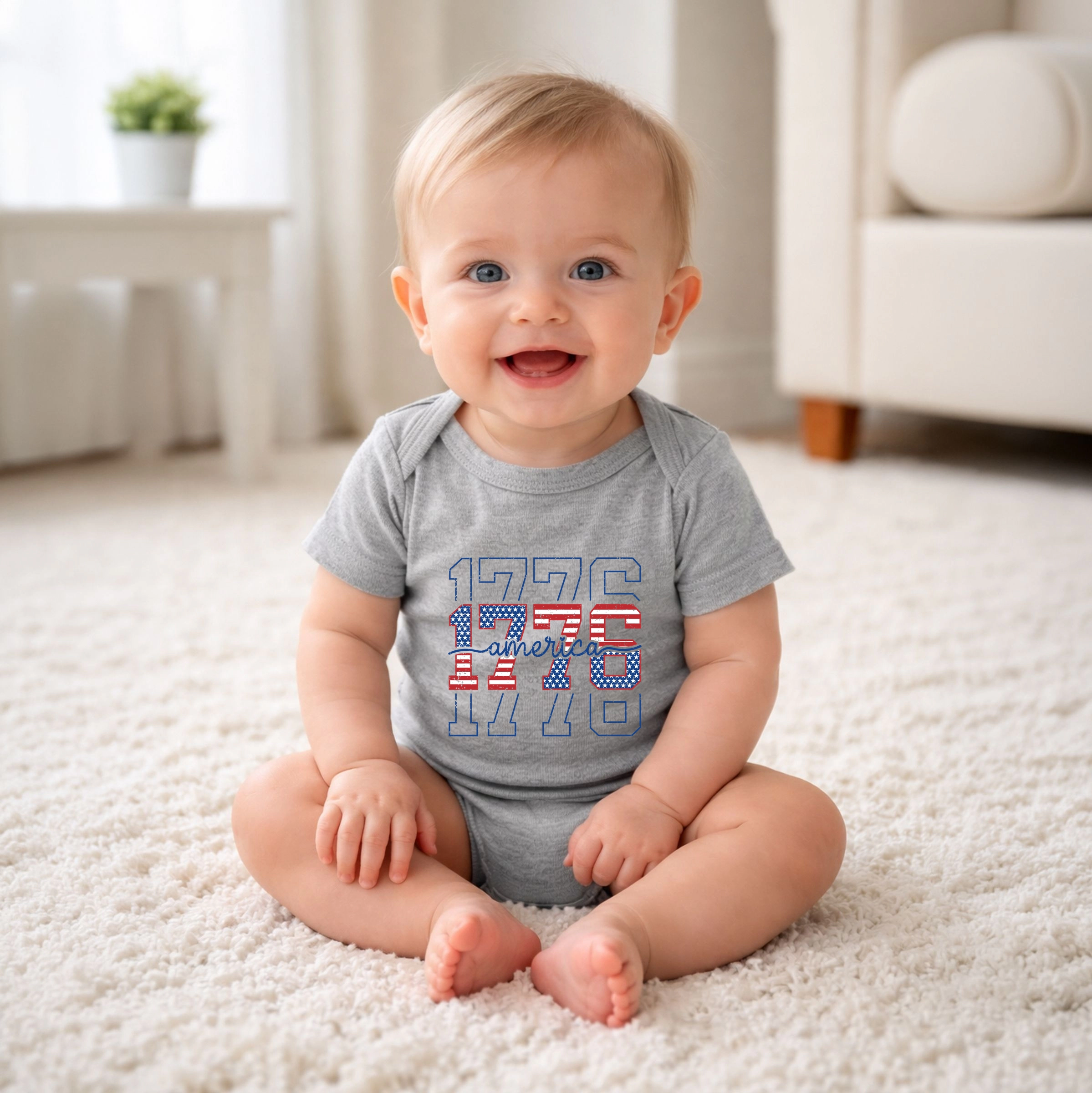 The Juniper Shop - 1776 America Stacked Baby Short Sleeve Graphic Bodysuit