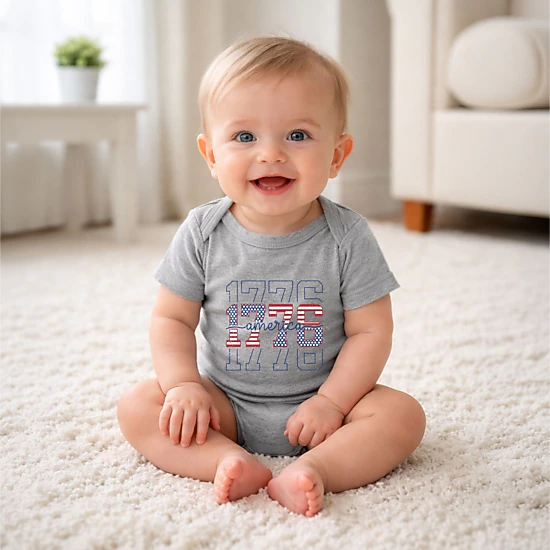 The Juniper Shop - 1776 America Stacked - Baby Short Sleeve Graphic Bodysuit