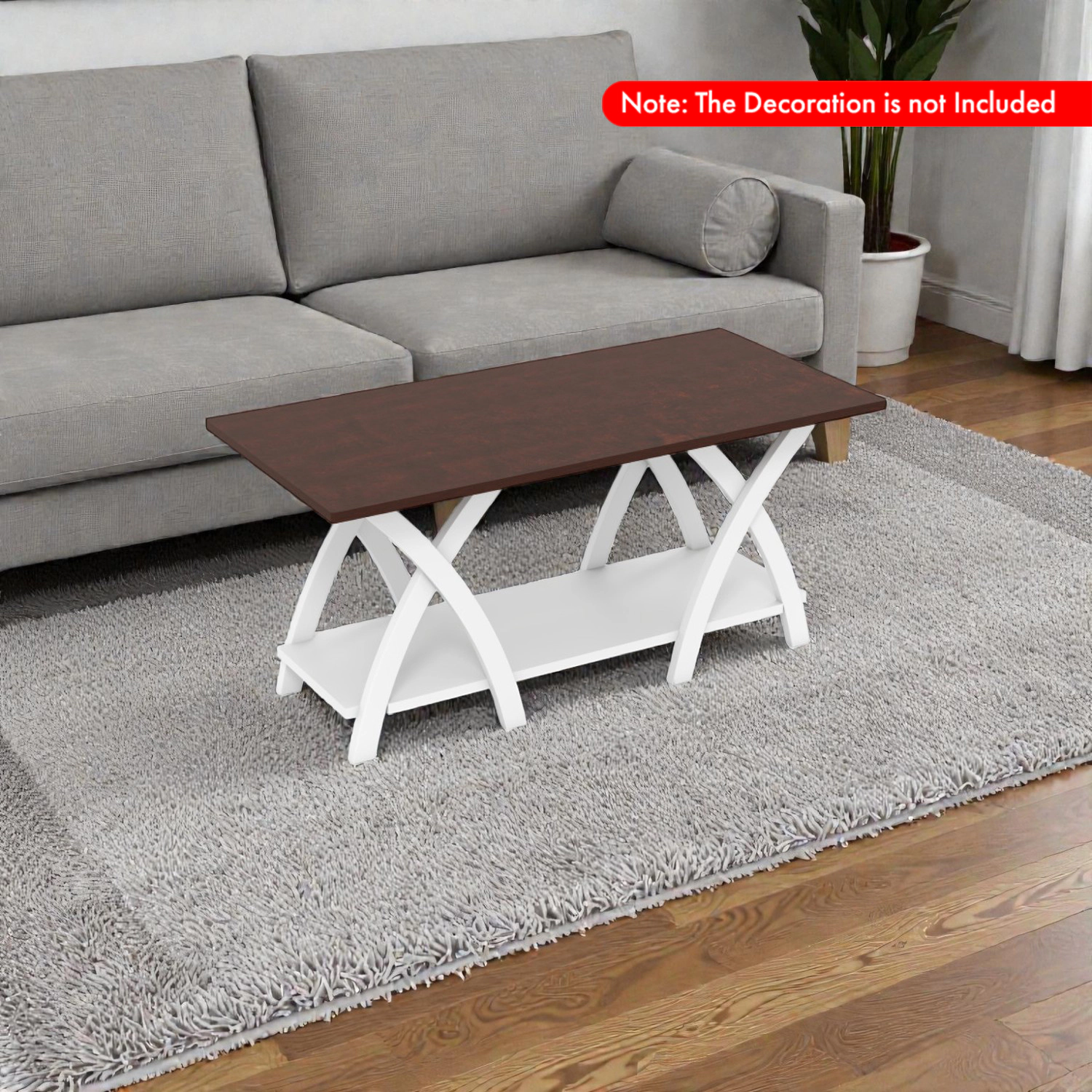Hivvago Country-Inspired 2-Layer Coffee Table for Living Room Storage