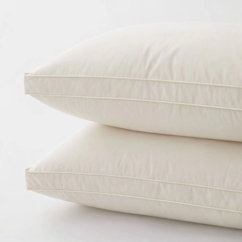 Puredown Selected Organic Cotton Layered Down Pillow Set of 2, Gusseted, Made in Germany