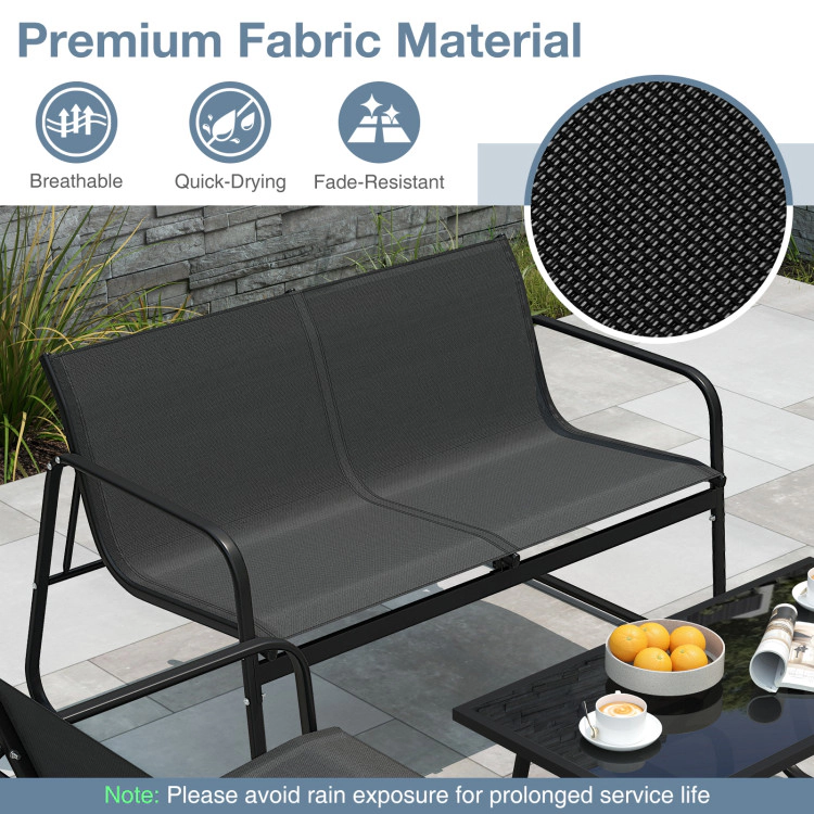 Hivvago 4 Pieces Patio Furniture Set Fabric Lawn Chairs And Loveseat With Glass Coffee Table