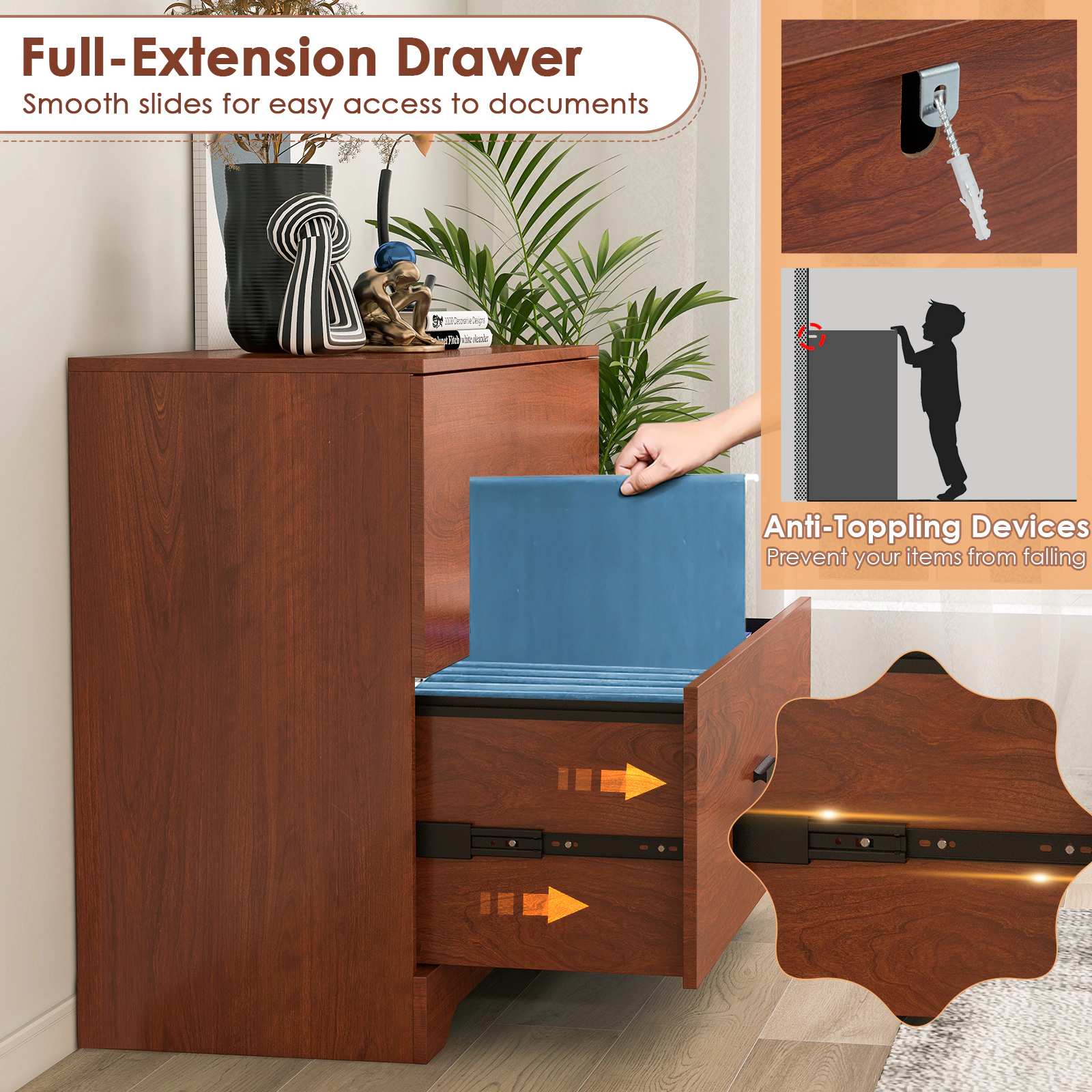 Hivvago Lateral File Cabinet with Drawers