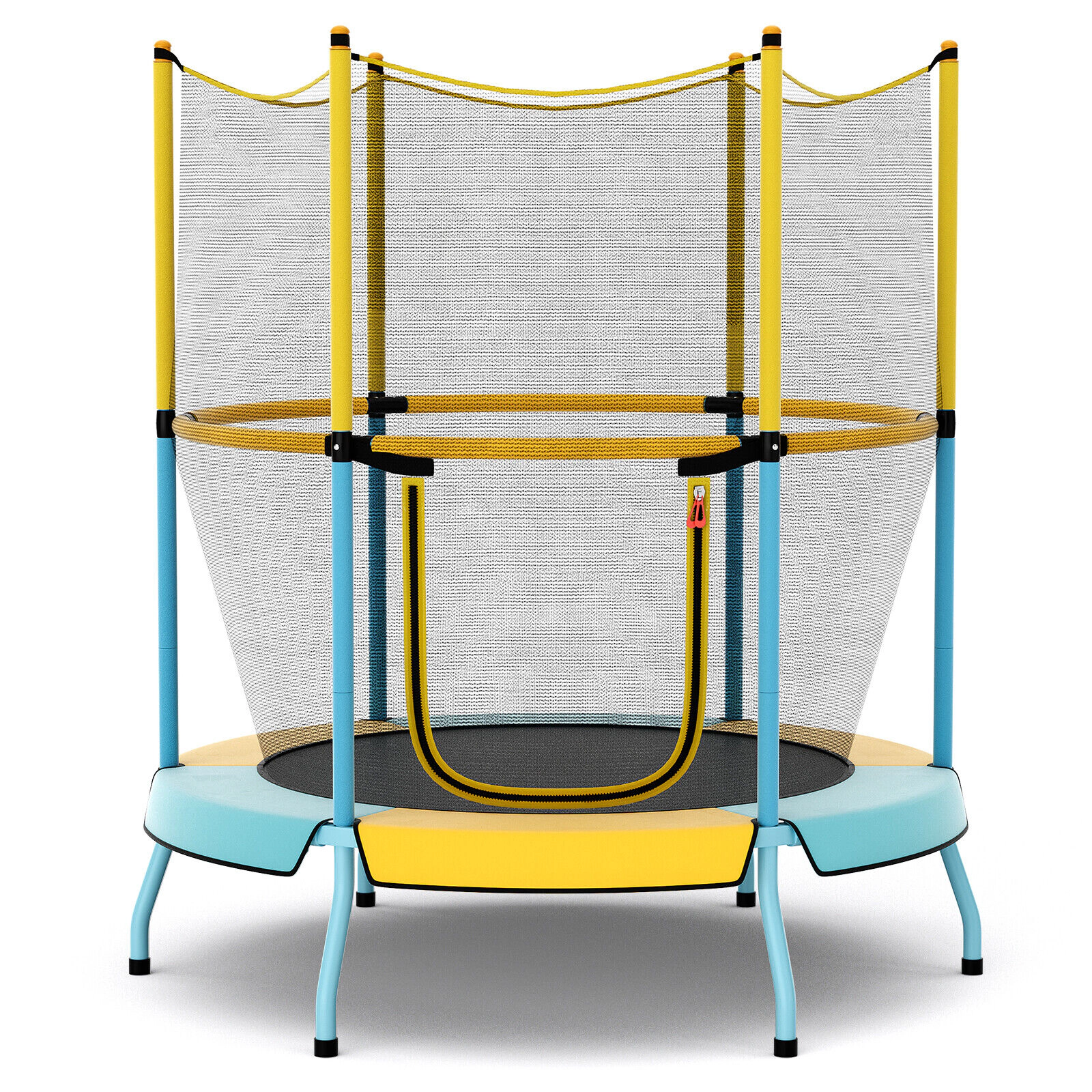 SUGIFT Toddler Yellow 48-in Trampoline with Safety Enclosure Net 52-in Dia 55.5-in H 265-lb Jumper Capacity