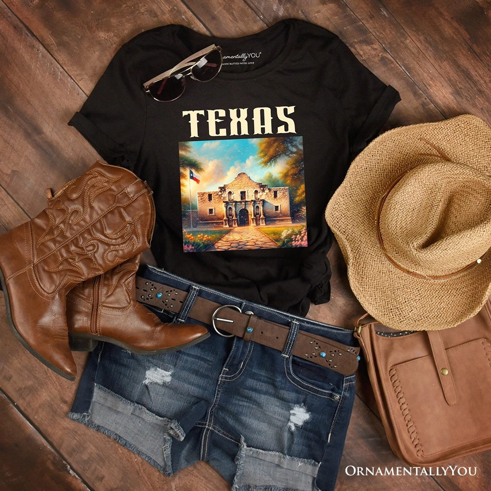 OrnamentallyYou Unisex Rustic Texas Alamo San Antonio Historical Souvenir T-Shirt