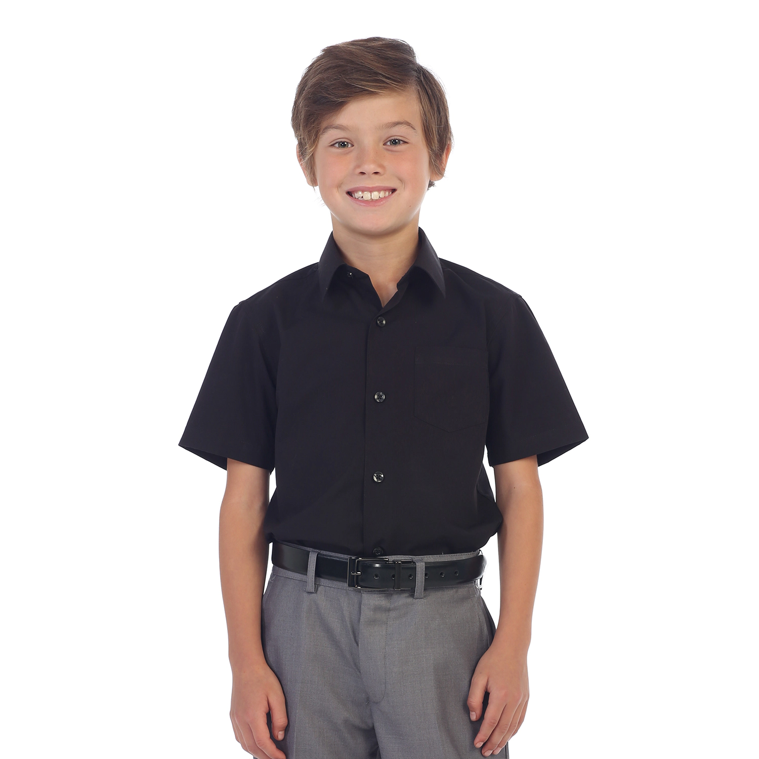 Gioberti Boy's Short Sleeve Solid Dress Shirt