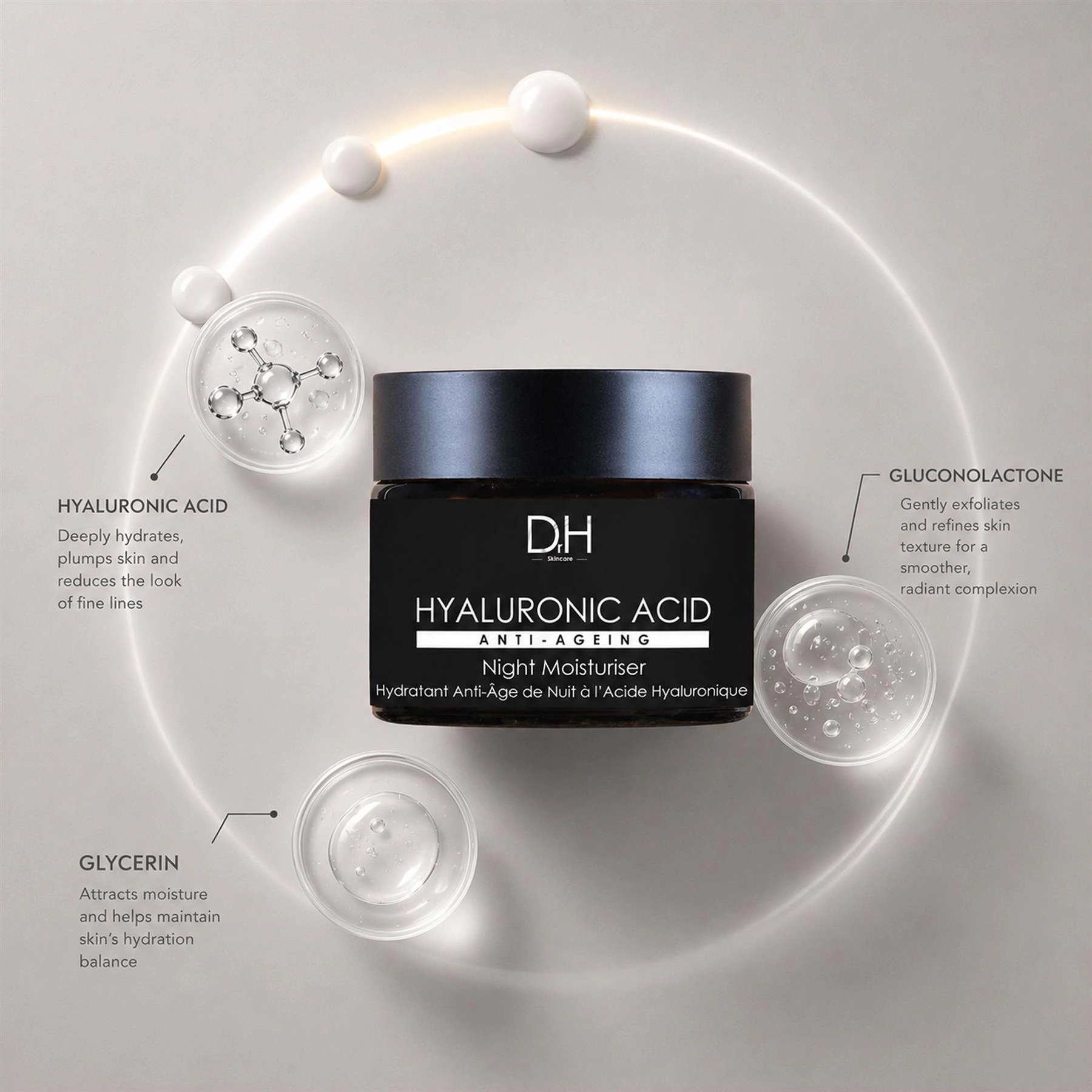 Dr H Hyaluronic Acid Renewal Night Moisturiser 60ml - Plumping & Radiance