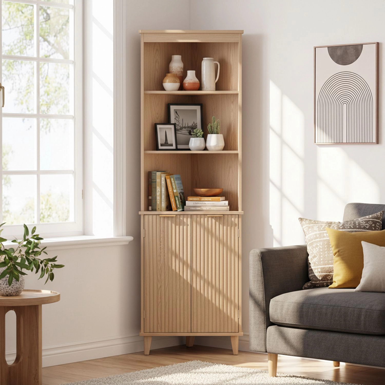 SlickBlue Freestanding Corner Cabinet for Bathroom Living Room and Kitchen