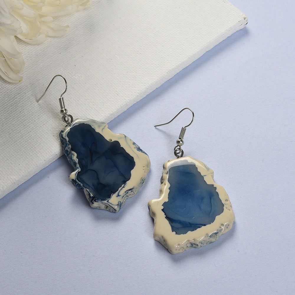 SOHI Women's Blue Abstract Drop Earrings