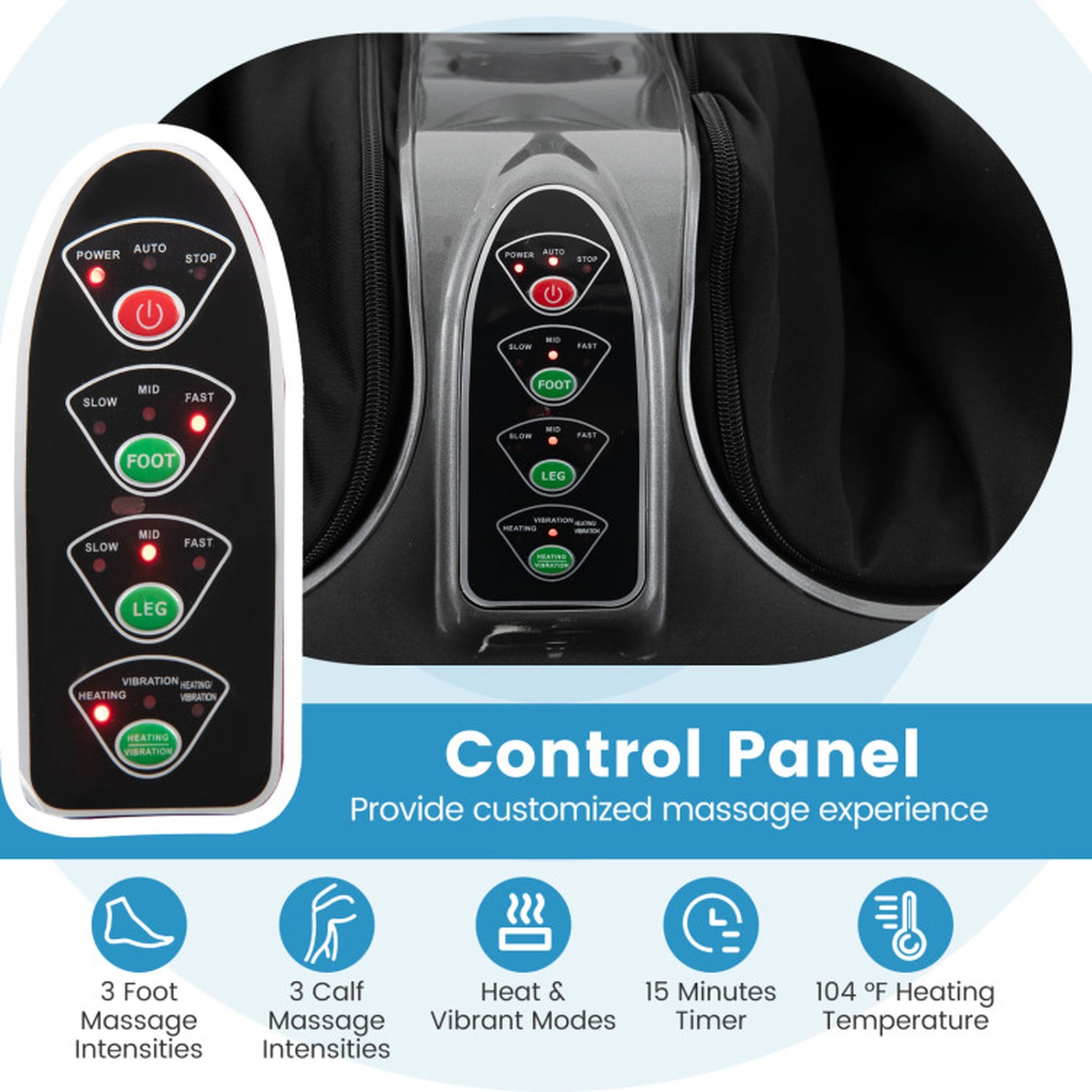 SUGIFT Shiatsu Foot and Calf Massager with Heating, Vibration and Tilt Base Fits Foot Size up to US 9.5 Black/Red