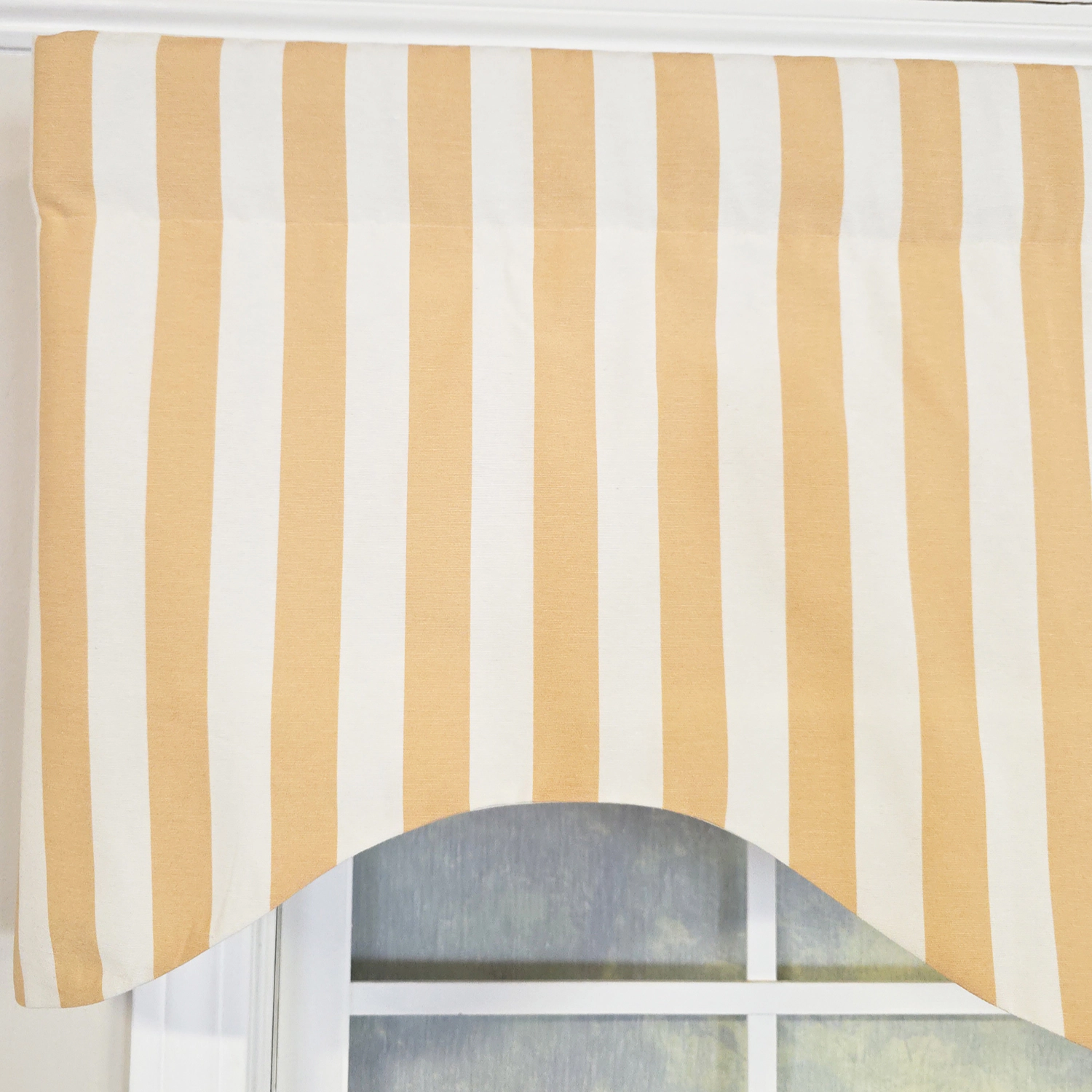 RLF Home Playa Stripe Cornice Traditional Valance Tan 100% Cotton Lined 50" x 17"  Tan