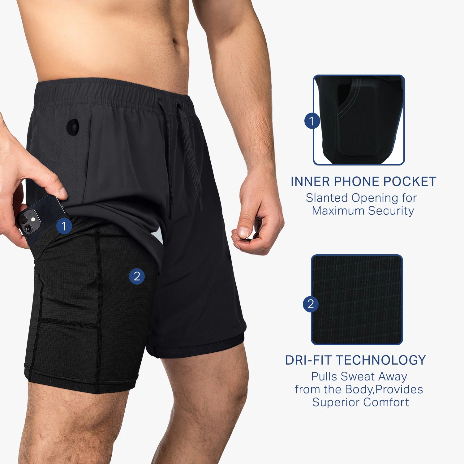 Zilpu Men's Quick-Dry Performance 7" Training Shorts