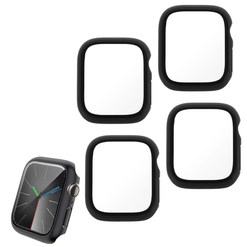 Qixxronics 4PCS for Apple Watch Series 9 8 7 [41mm] Case Cover, Built-in Tempered Glass Screen Protector