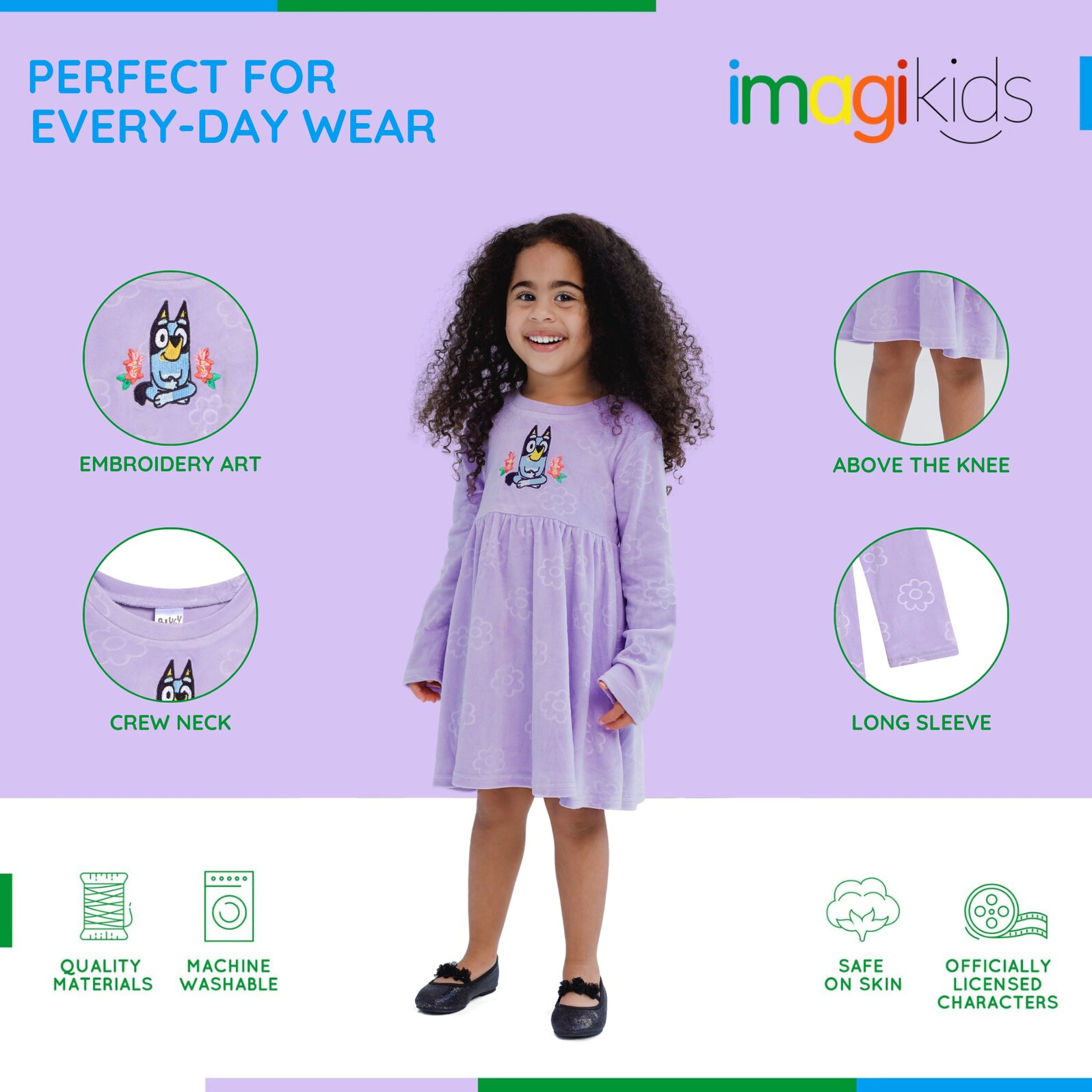 Bluey Girls' Velour Dress