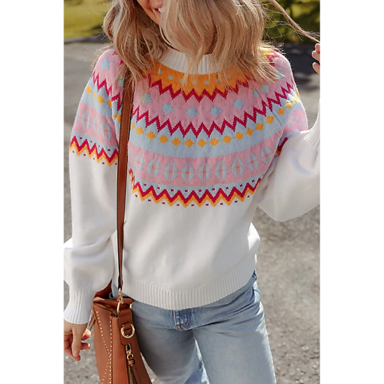 Threaded Pear Women's Avery Print Drop Shoulder Sweater