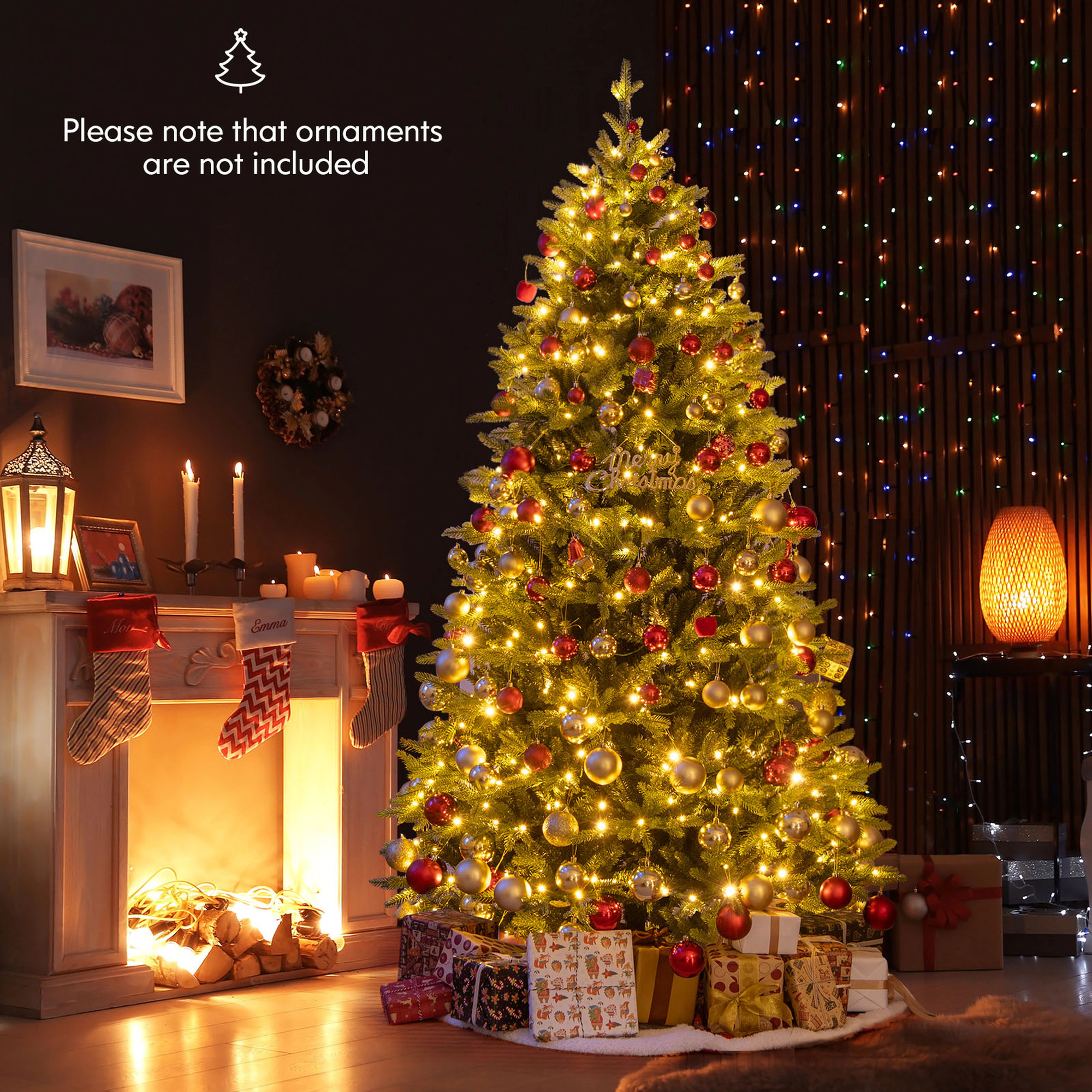 Costway 6 FT Pre-Lit Hinged Christmas Tree with 350 LED Lights 11 Lighting Modes