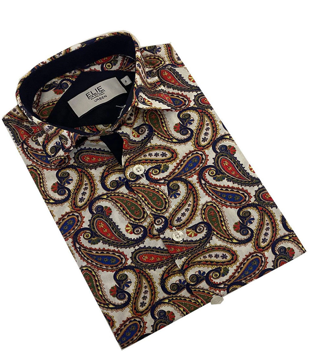 Elie Balleh Boys Slim Fit Royal Paisley Button-Down Shirt