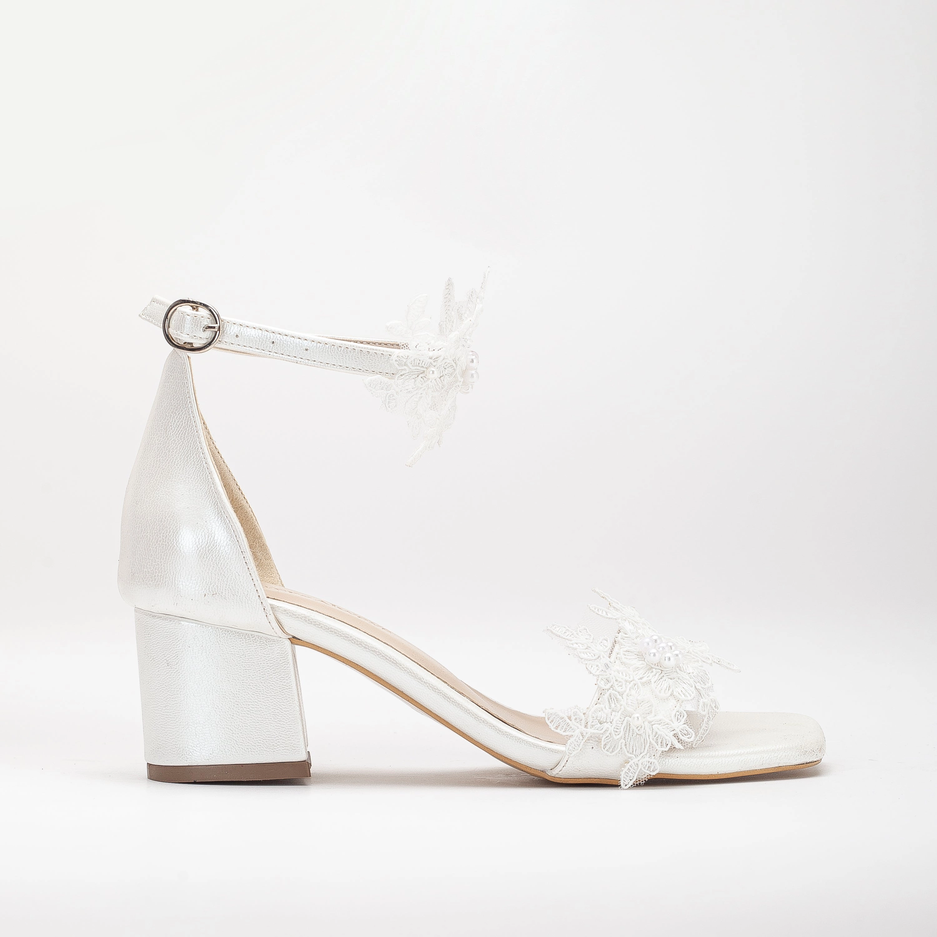 Forever & Always Womens Flora Lace  Bridal Low Heel Sandals