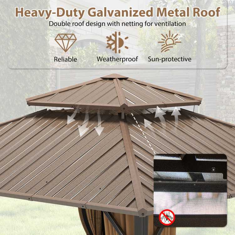 Hivvago Hardtop Gazebo Outdoor Pergola for Patio Garden Deck Lawn Backyard Party Tent